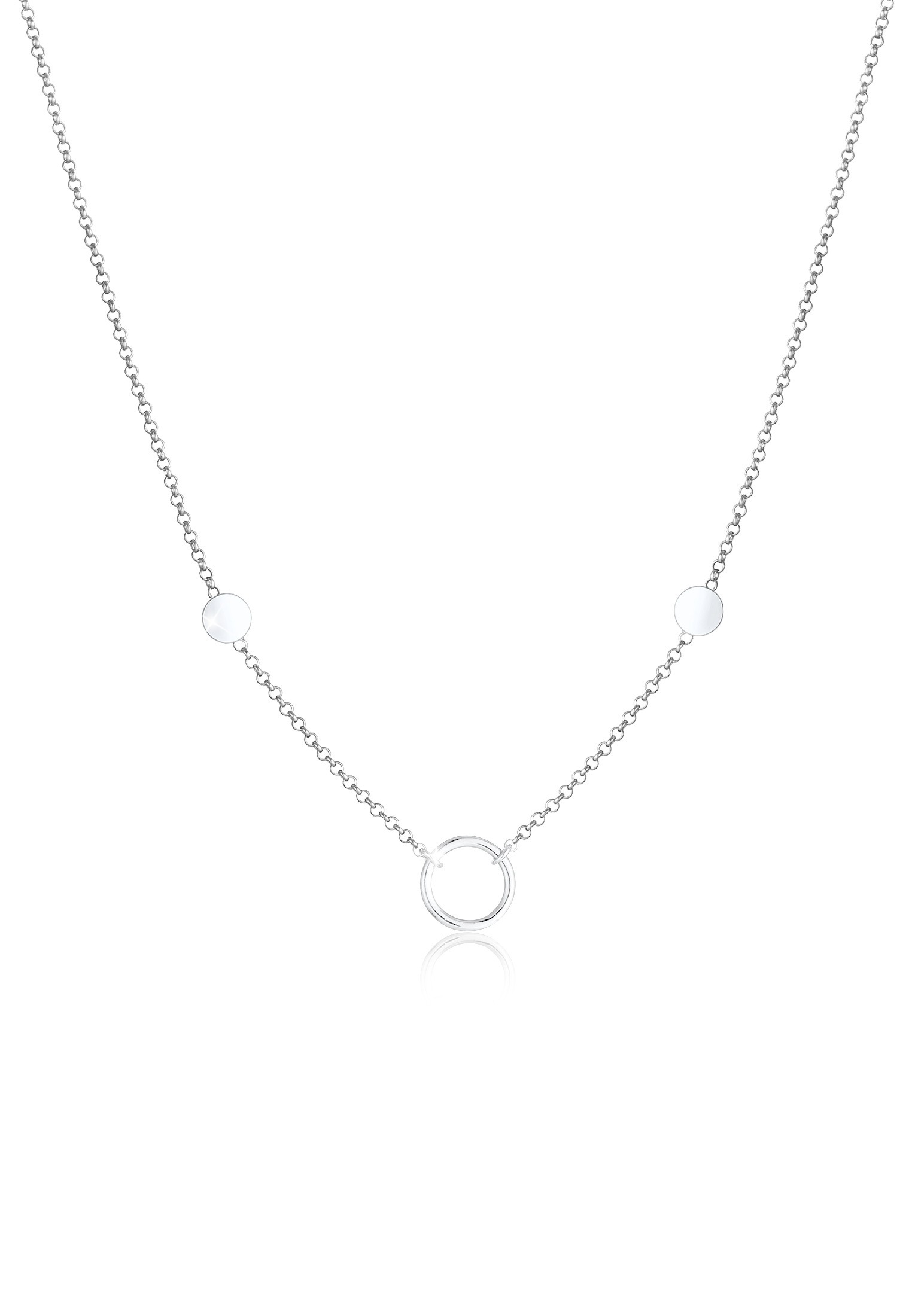 Elli Kette mit Anhänger »Halskette Kreis Plättchen Coin Geo Erbskette 925 Silber«