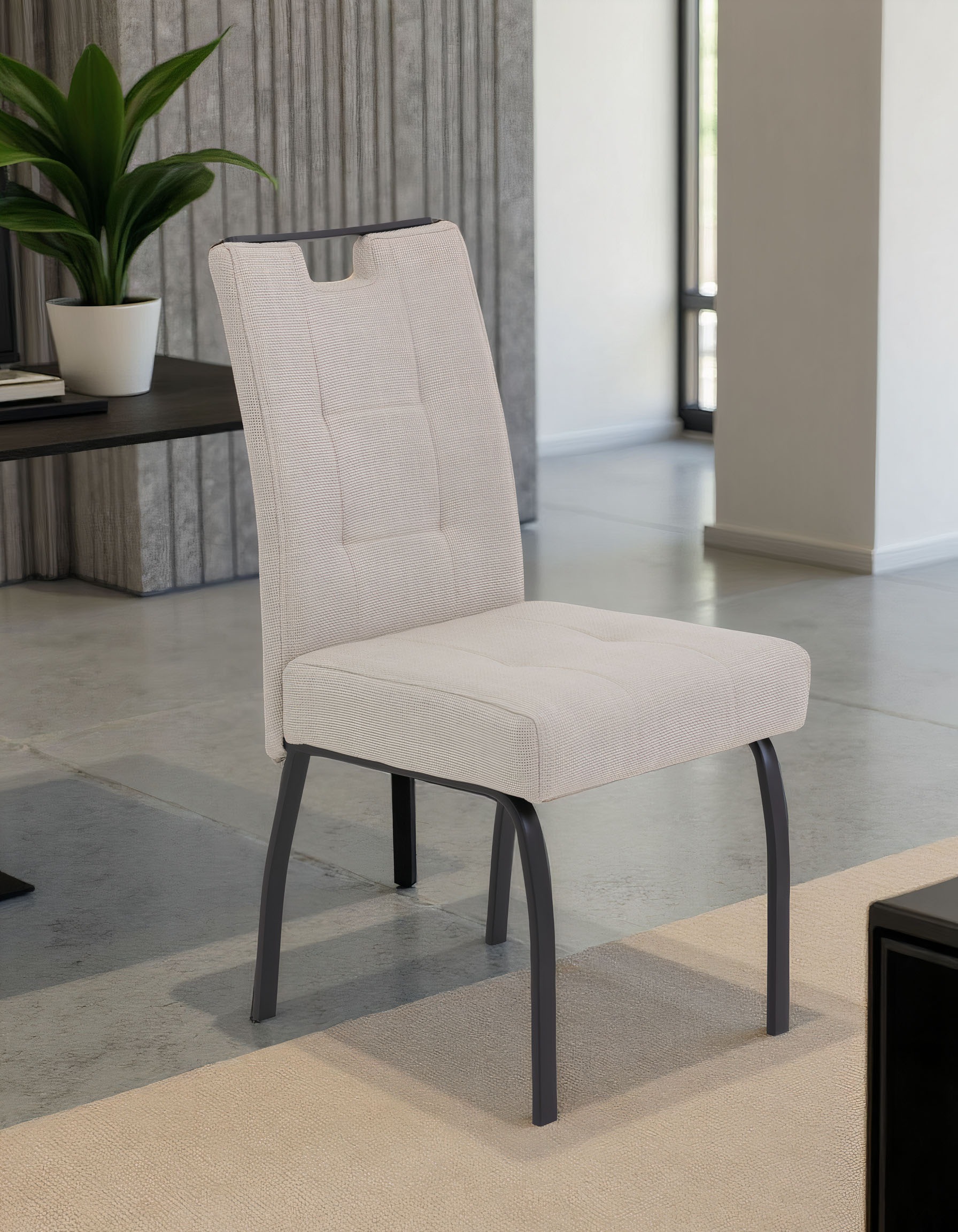 HELA 4-Fußstuhl »LINZ, Esszimmerstuhl, Komfortstuhl«, (Set), 4 St., Microfaser-Webstoff, XL-Sitz,elegante Griffleiste,Komfortsitz mit Federkern,140kg belastbar
