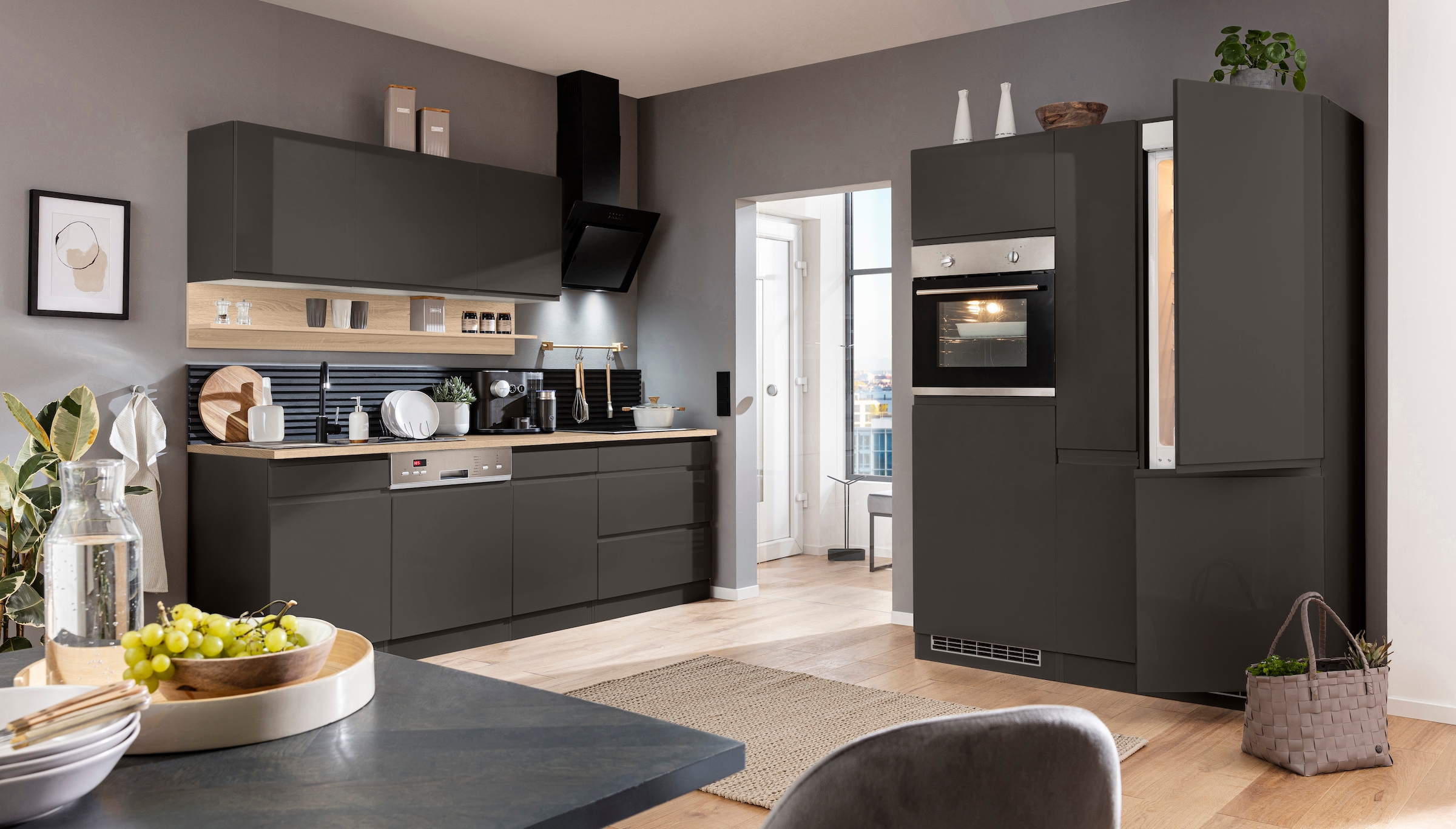 KOCHSTATION Küchenzeile »KS-Virginia«, Breite 390 cm, mit Glaskeramik-oder Induktionskochfeld