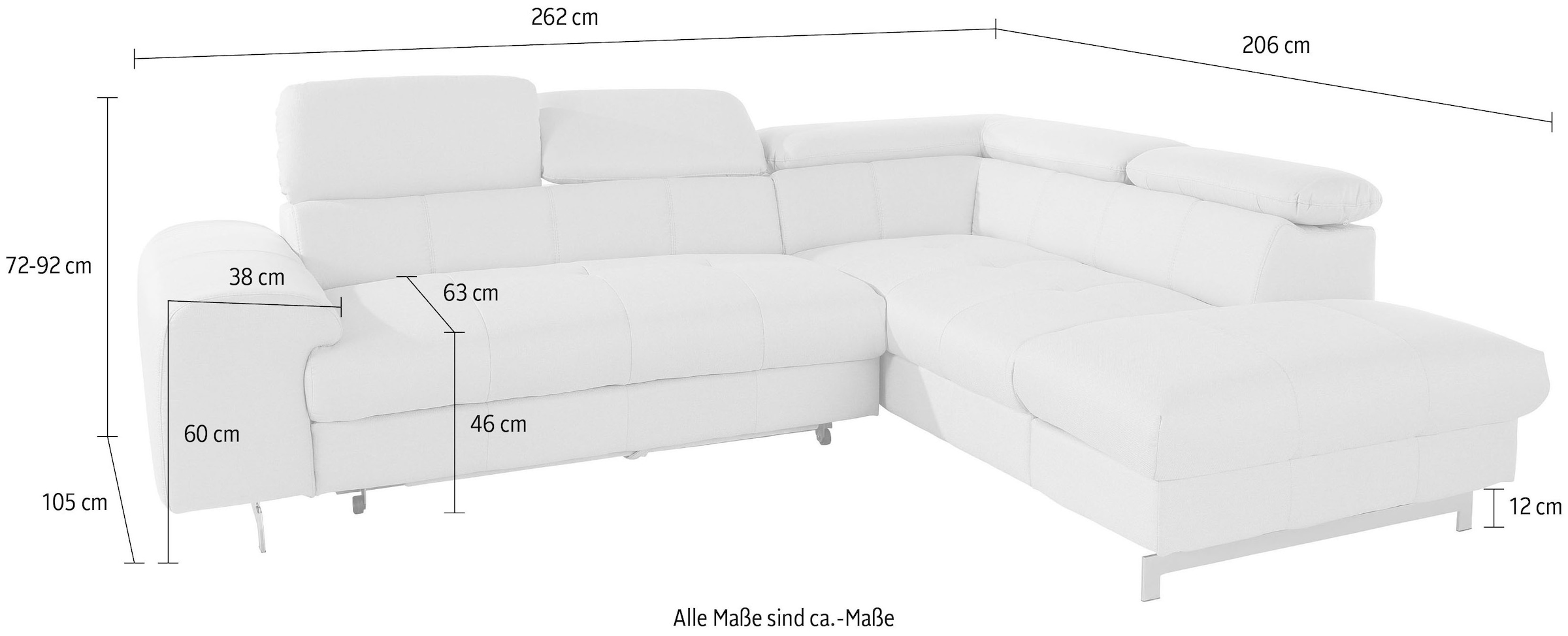 COTTA Polstergarnitur »Chef L-Form«, (Set, 2 tlg.), Set bestehend aus: Ecksofa mit Kopfteilverstellung & Hocker