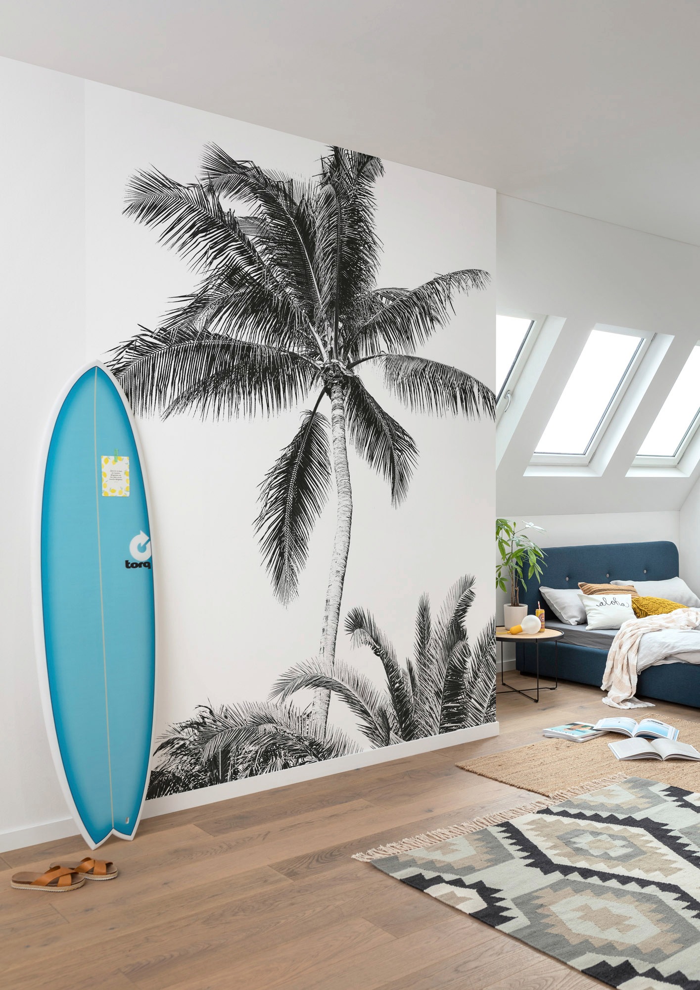 Komar Vliestapete »Digitaldruck Vlies - Retro Palm - Größe 200 x 280 cm«, bedruckt, Kinderzimmer