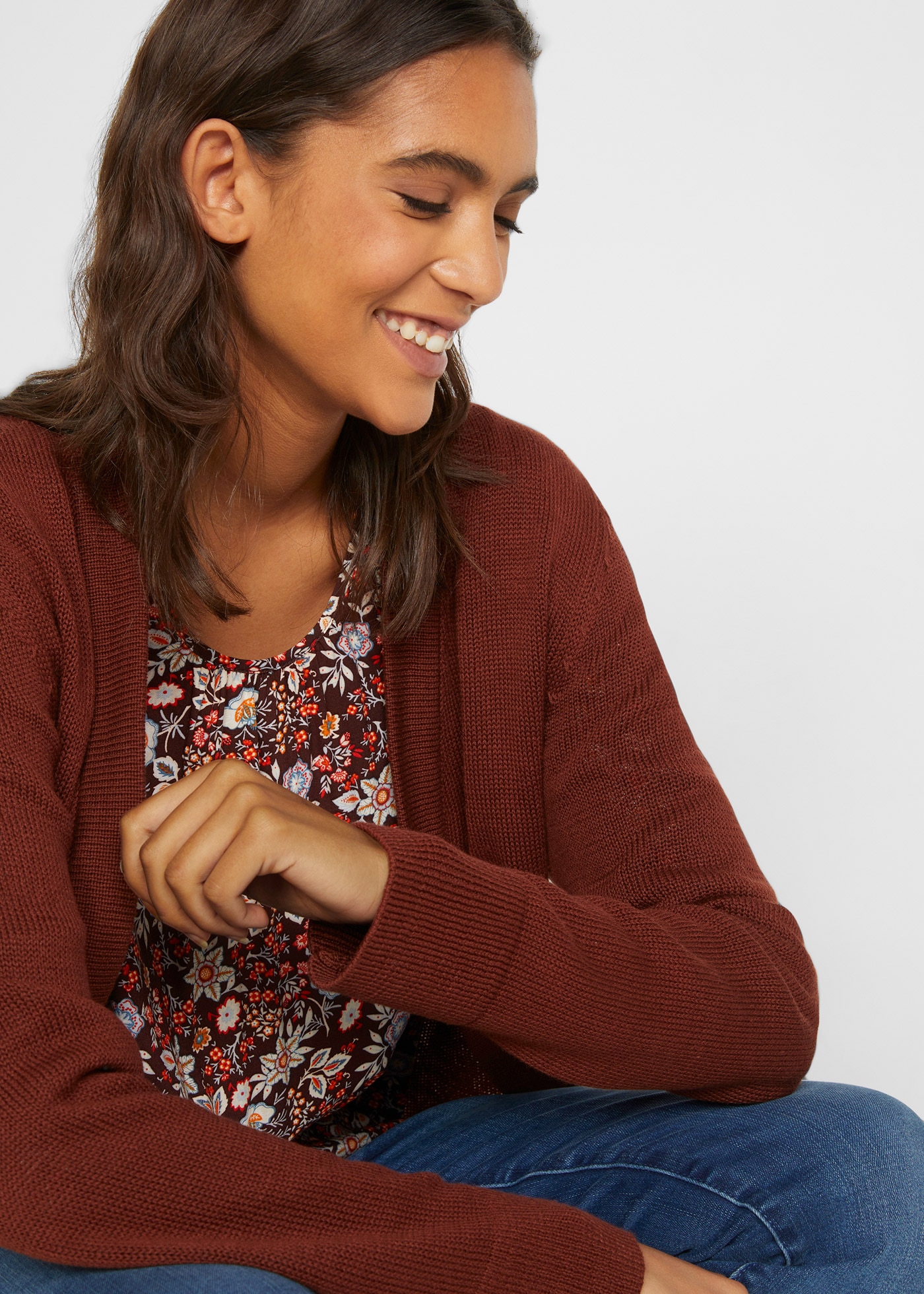 bonprix Longstrickjacke 1 tlg. Oversize-Passform, kuschelig weicher Strick, ohne Verschluss