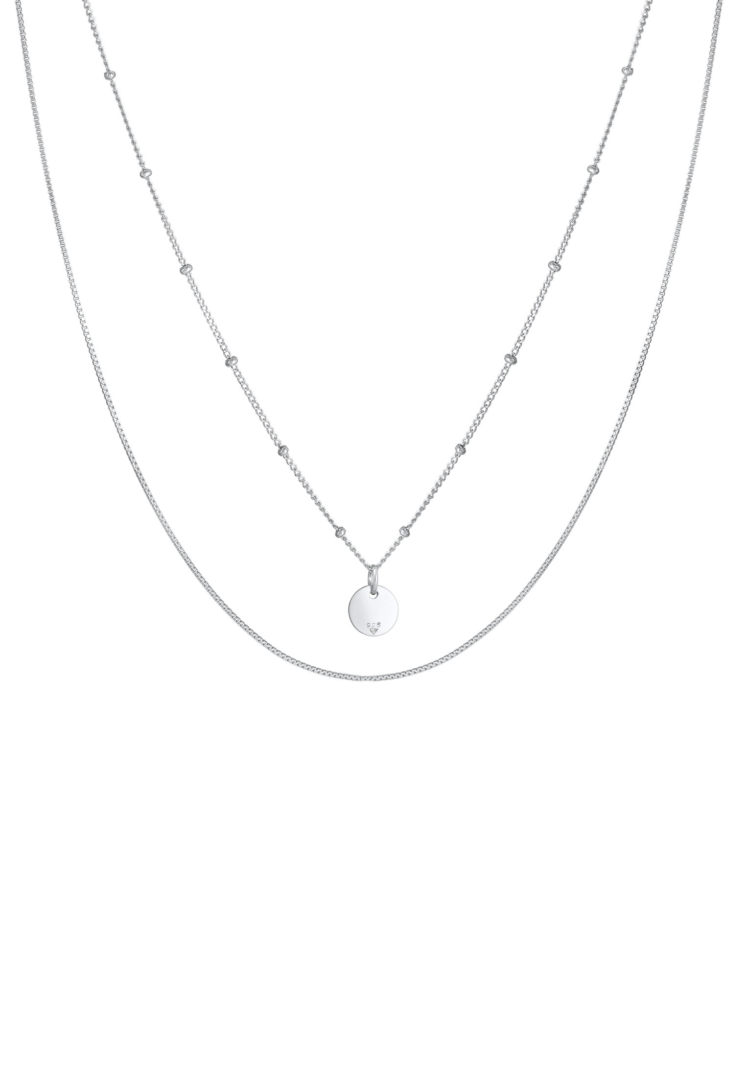 Elli Silberkette »Halskette Layer Kugelkette Kreis Plättchen 925 Silber«