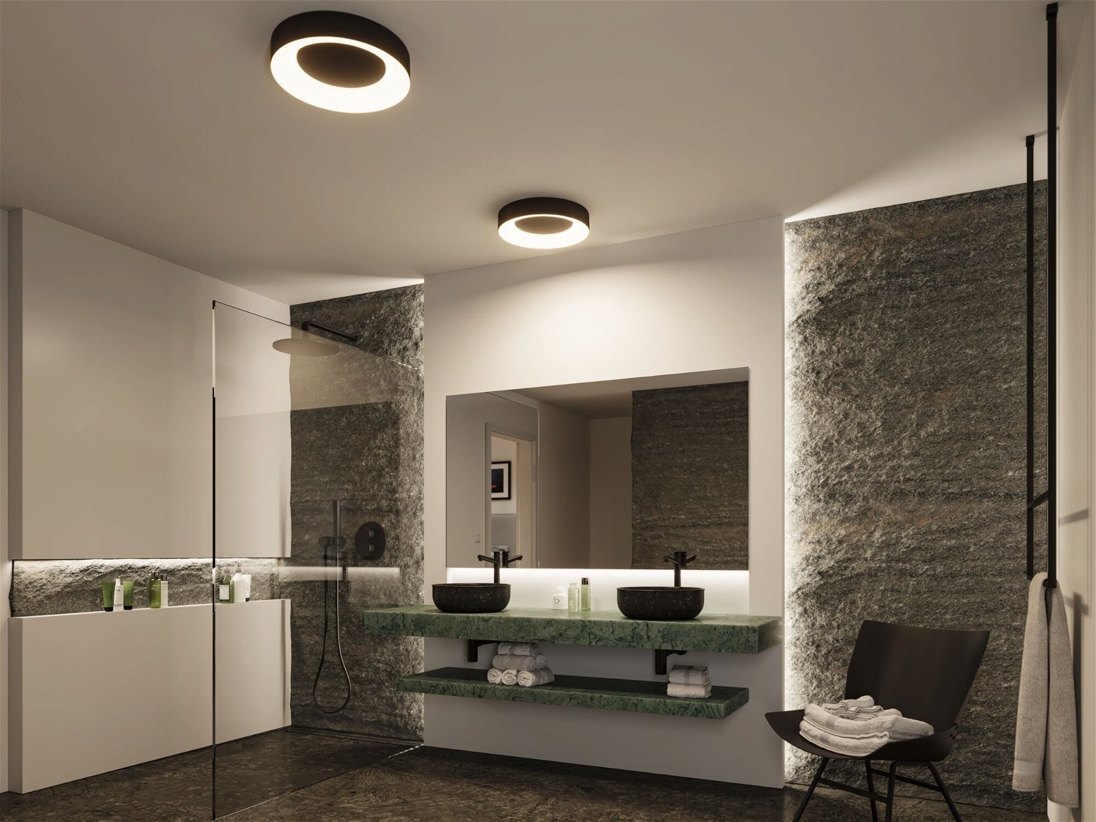 Paulmann LED Deckenleuchte »Casca IP44 White Switch 2100lm 230V 23W Schwarz matt«, 1 flammig