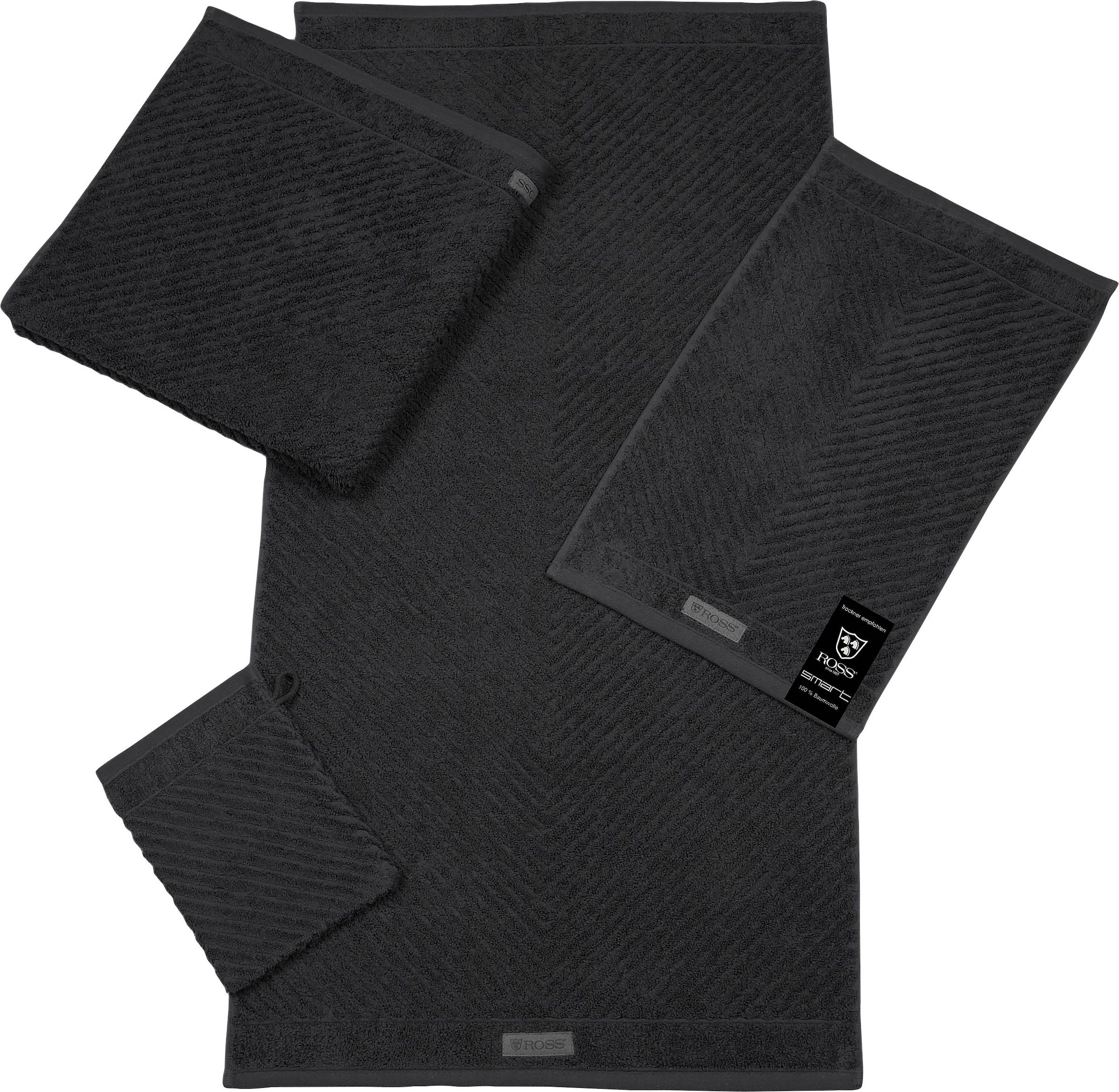 ROSS Handtuch »Smart«, (2 St.), kaufen Velourslabel Uni-Rippe bei mit OTTO