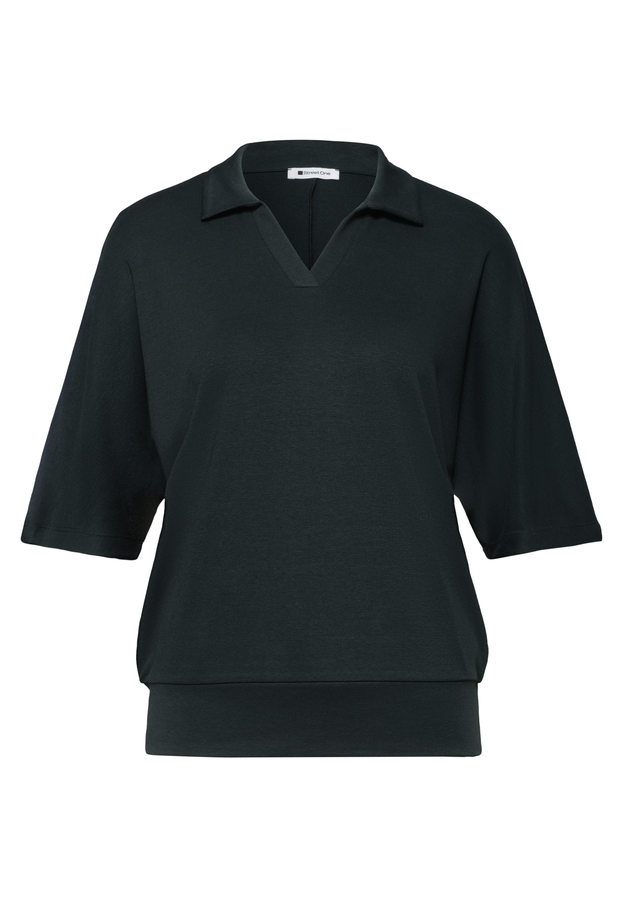 STREET ONE Poloshirt Sommershirt mit breitem elastischem Bund