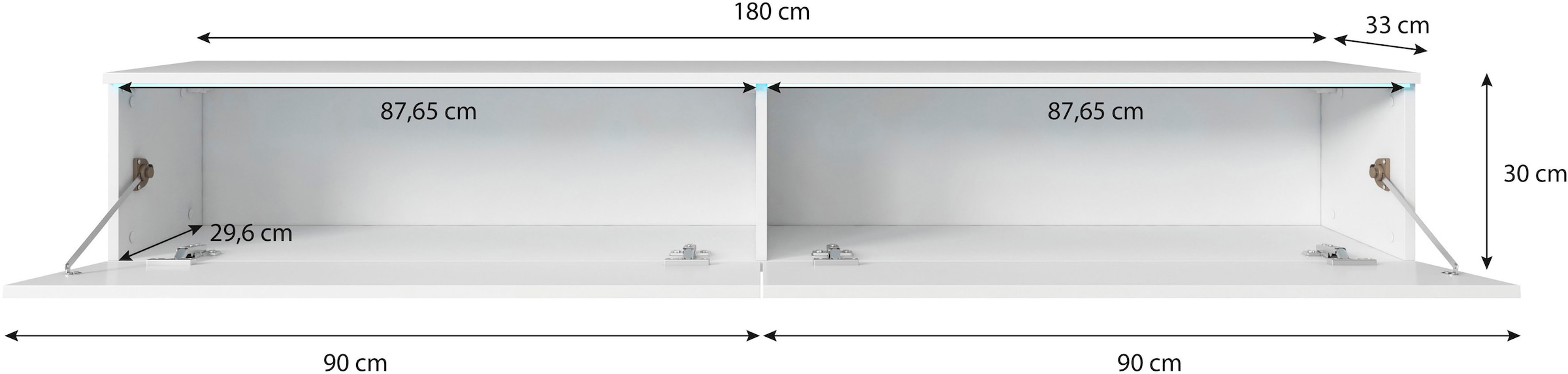 INOSIGN Lowboard »LOWBOARD VERA«, moderne grifflose TV-Board, TV-Schrank 180 cm, stehend und hängend