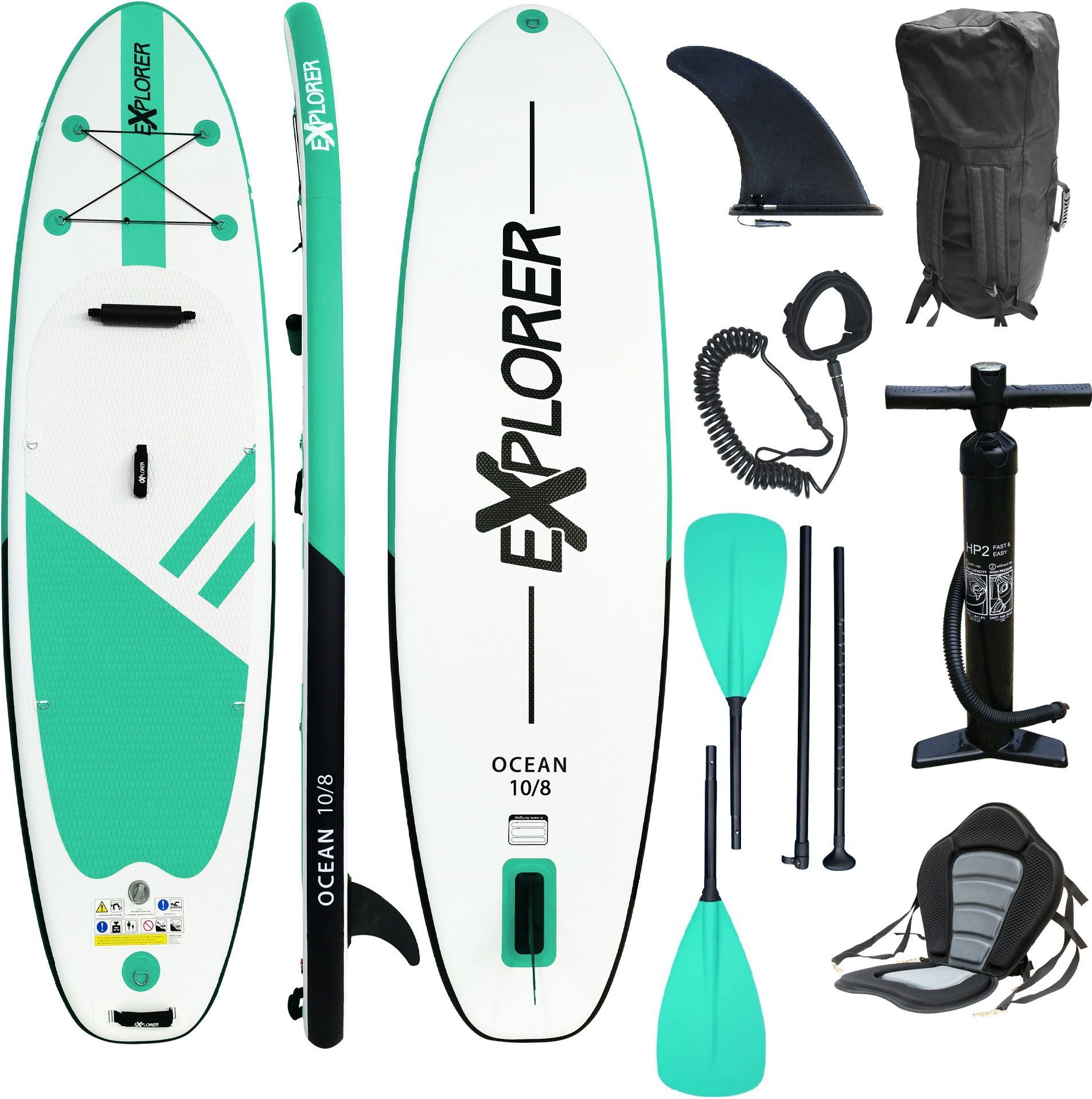 SUP-Board »Ocean 10‘8“ Aufblasbares Stand Up Paddle Set (325x84x15cm)«, (Set, 8 tlg.,...