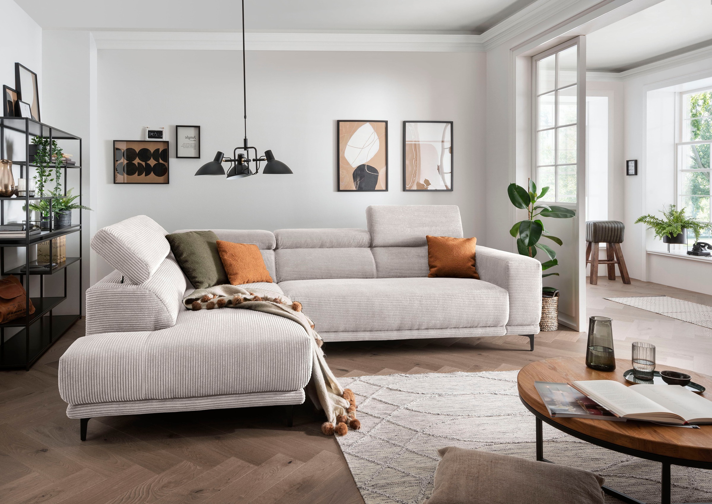 alina Ecksofa »Hikari«, wahlweise mit Sitzvorzug, in modernem Cordstoff, Breite 276 cm