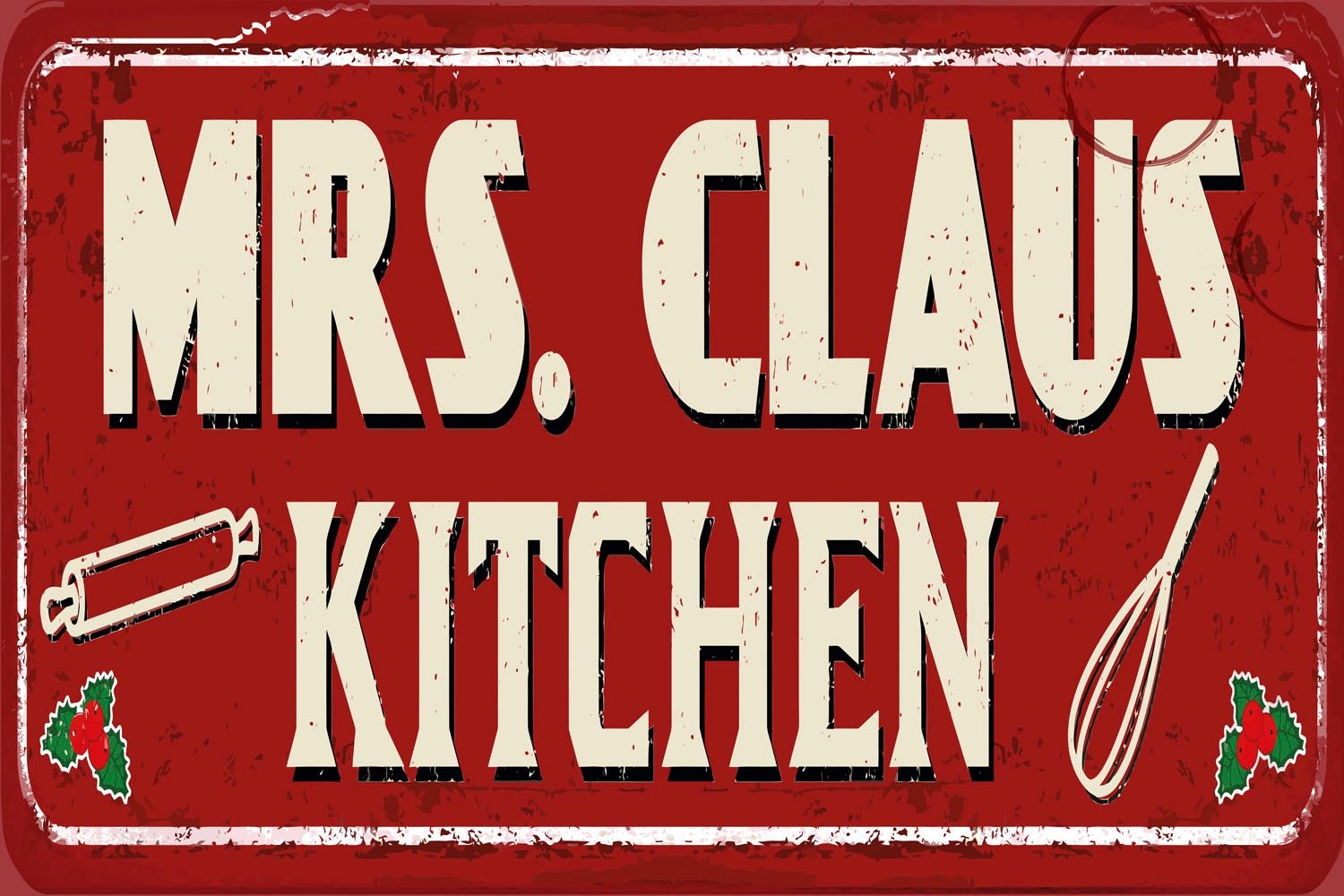 queence Metallbild »Mrs. Claus Kitchen«, Schriftzüge-Schriftzug-Weihnachten, (1 St.), Stahlschilder