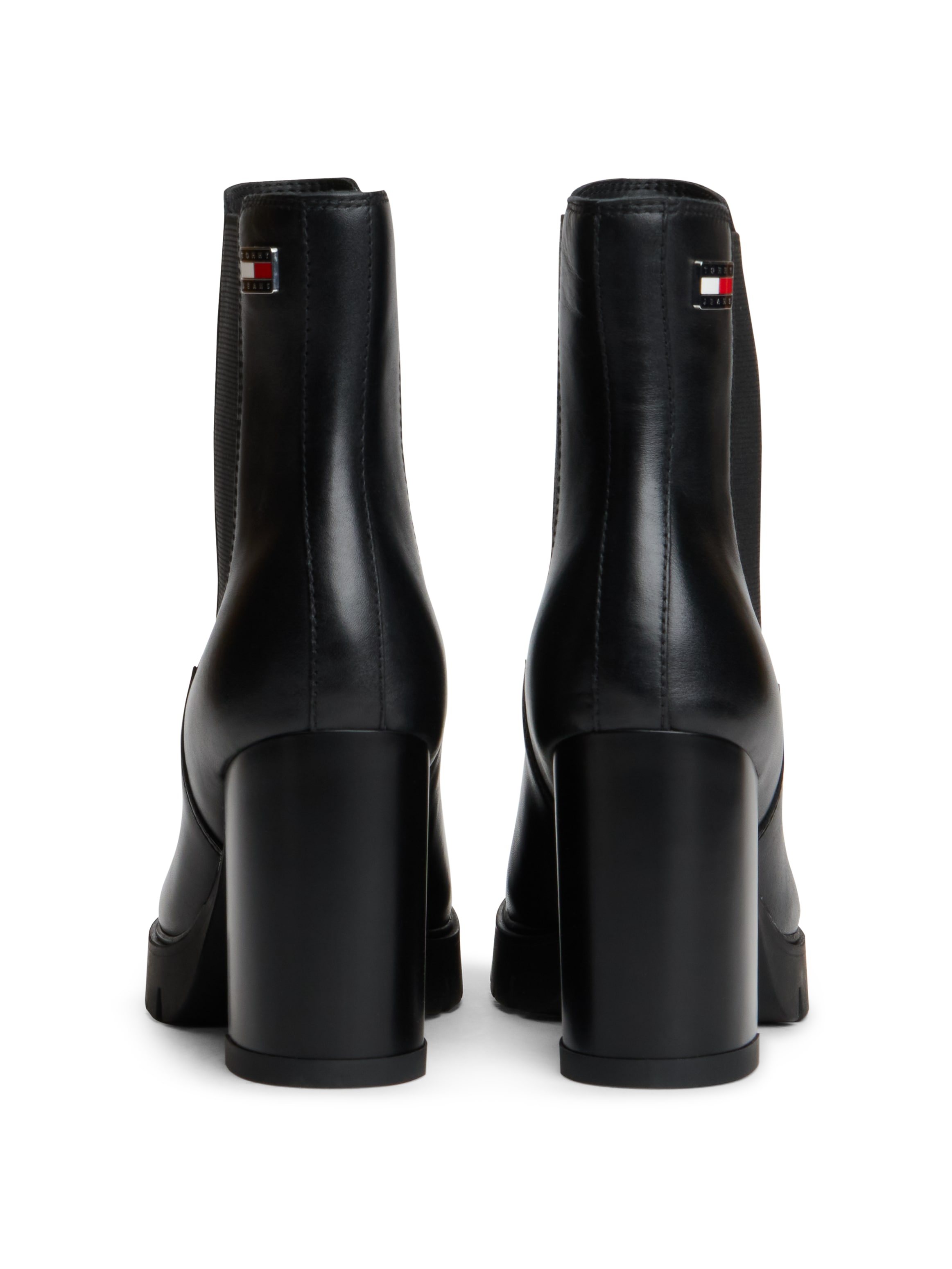 Tommy Jeans 1100000002199 »TJW CHELSEA HIGH HEEL BOOTS«  Ankle Boots, Plateaustiefeletten mit Stretcheinsatz und Logoflagge