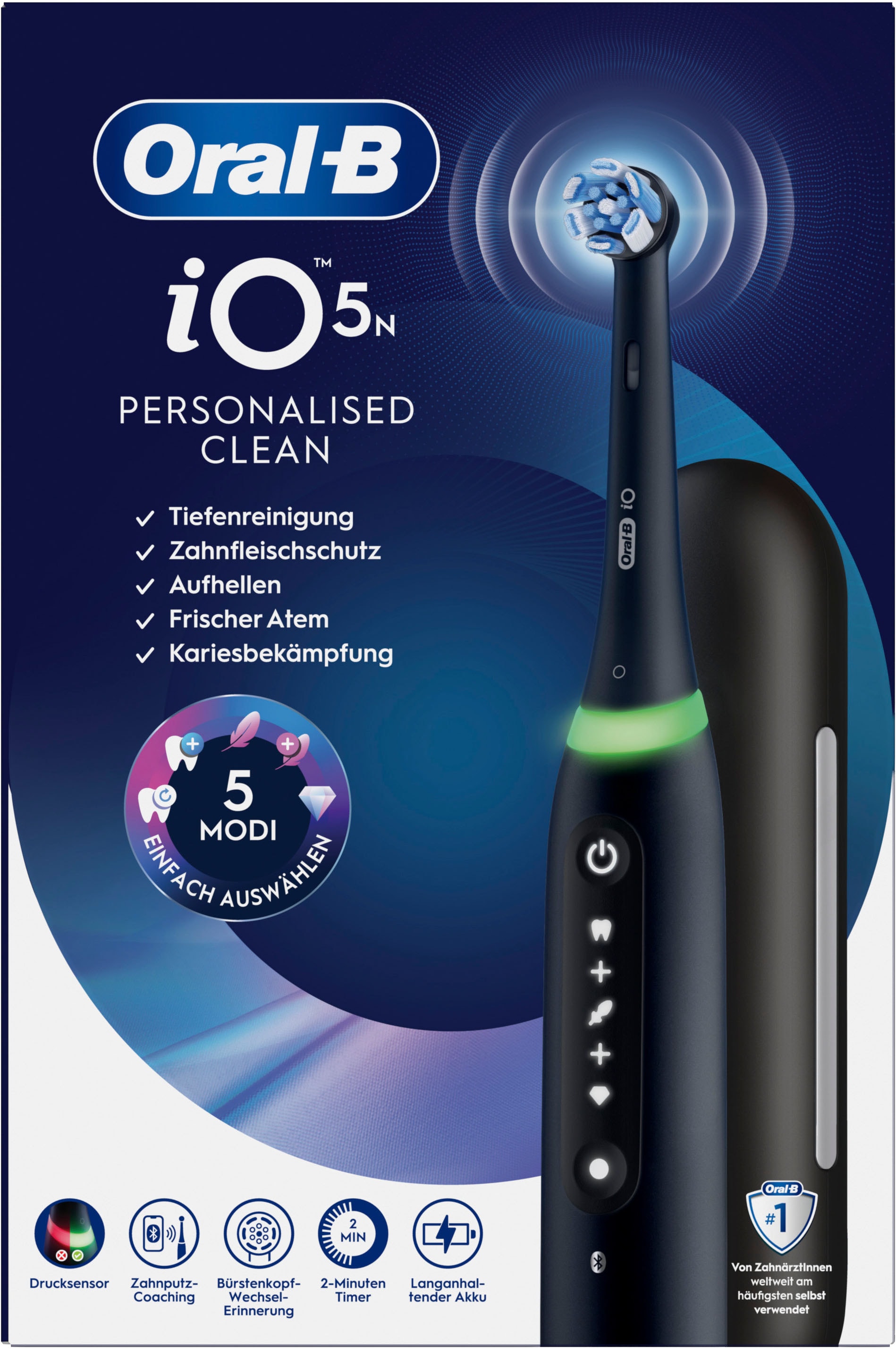 Oral-B Elektrische Zahnbürste »Oral-B iO Series 5« 1 Stk. Aufsteckbürsten Langanhaltender Akku | Reise-Etui | Aufsteckbürstenhalter
