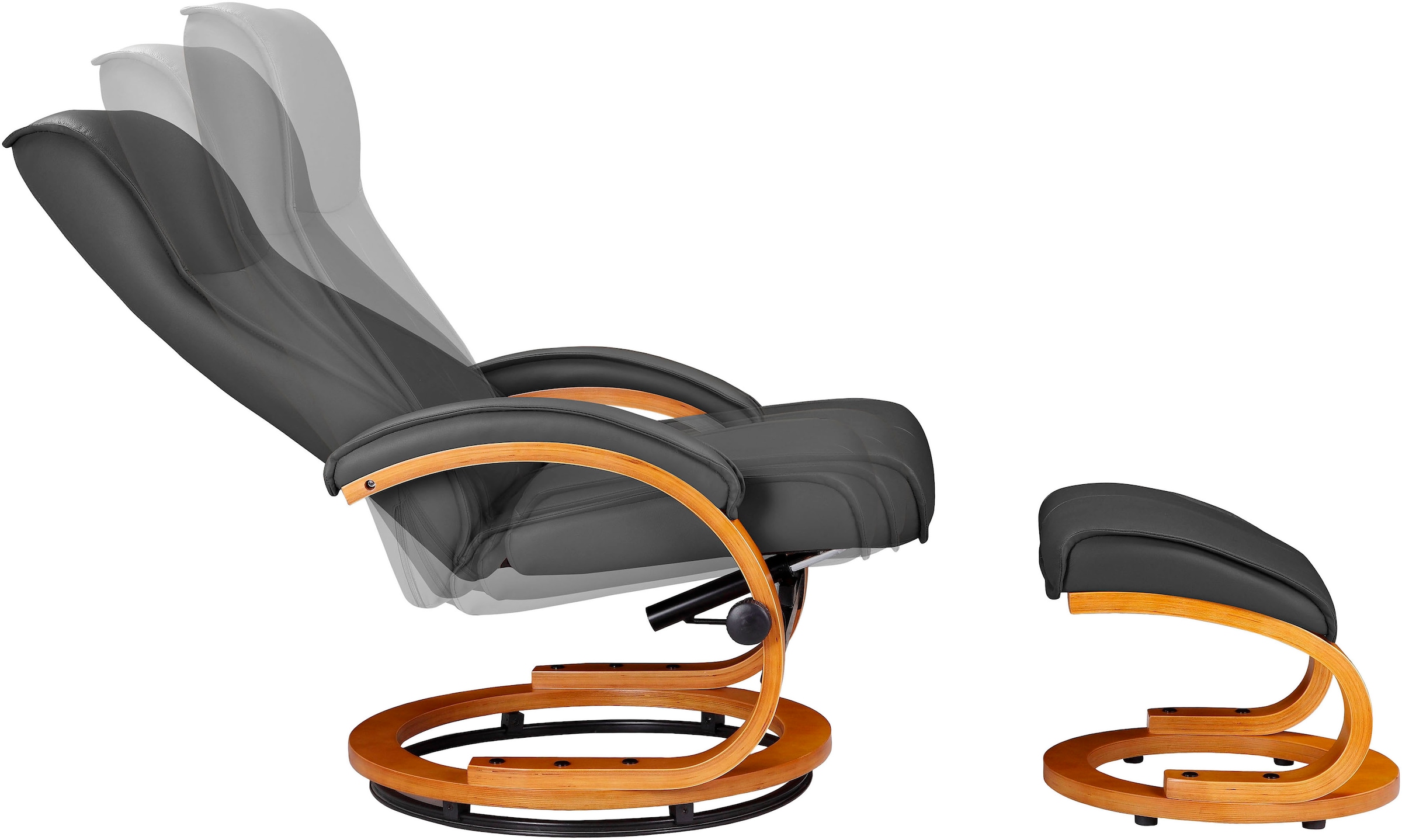 Home affaire Relaxsessel »Paris, TV-Sessel mit Hocker und manueller Liegefunktion«, (Set, 2 St., bestehend aus Sessel und Hocker), Set (Sessel und Hocker), Dreh- und Kippfunktion, NaturLEDER®