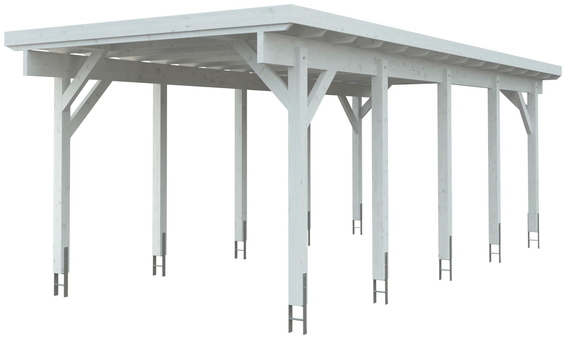 Kiehn-Holz Einzelcarport »KH 320 / KH 321« Holz 275 cm weiß Stahl-Dach in weiß, Größe B/H/T: 225 cm x