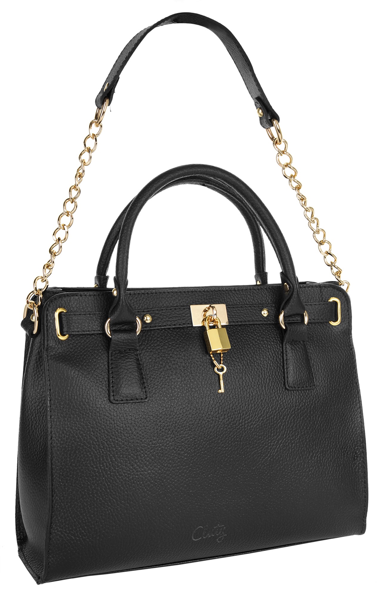 Cluty Henkeltasche, echt Leder, Made in Italy