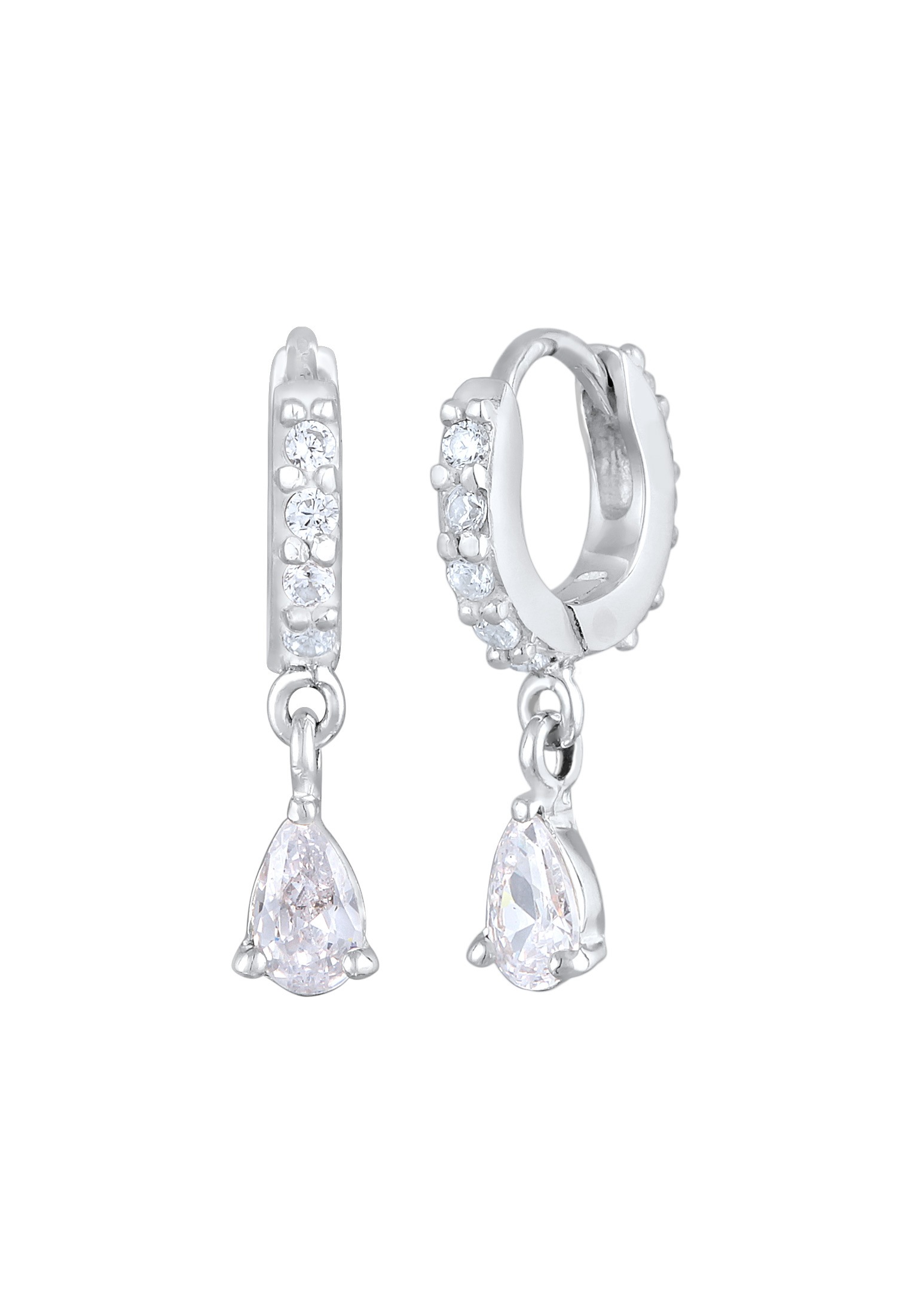 Elli Paar Creolen »Ohrringe Creolen Zirkonia Tropfen Elegant 925 Silber«
