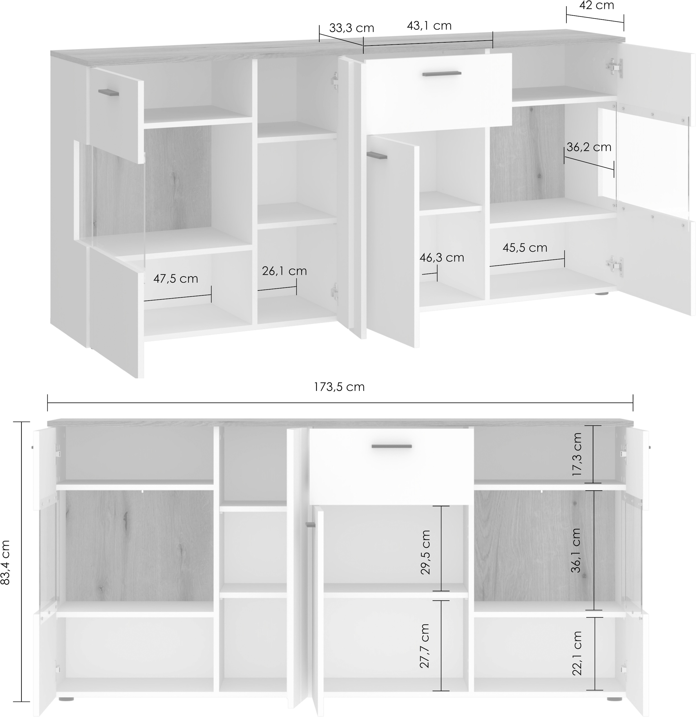 Home affaire Sideboard »Dalano« Breite ca.174 cm