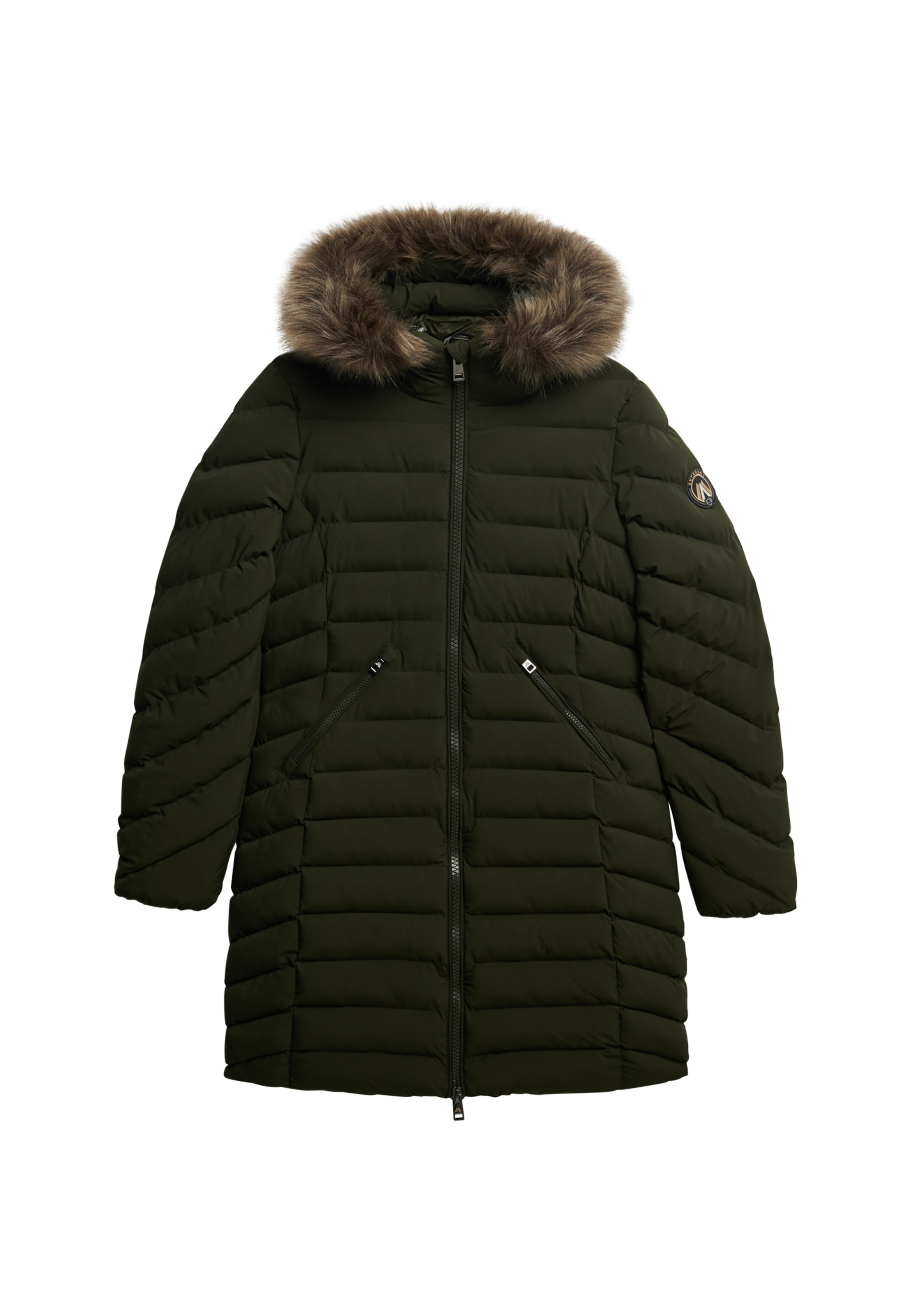 Superdry Steppjacke »FUJI FAUX FUR HOOD MID LENGTH«, mit Kapuze