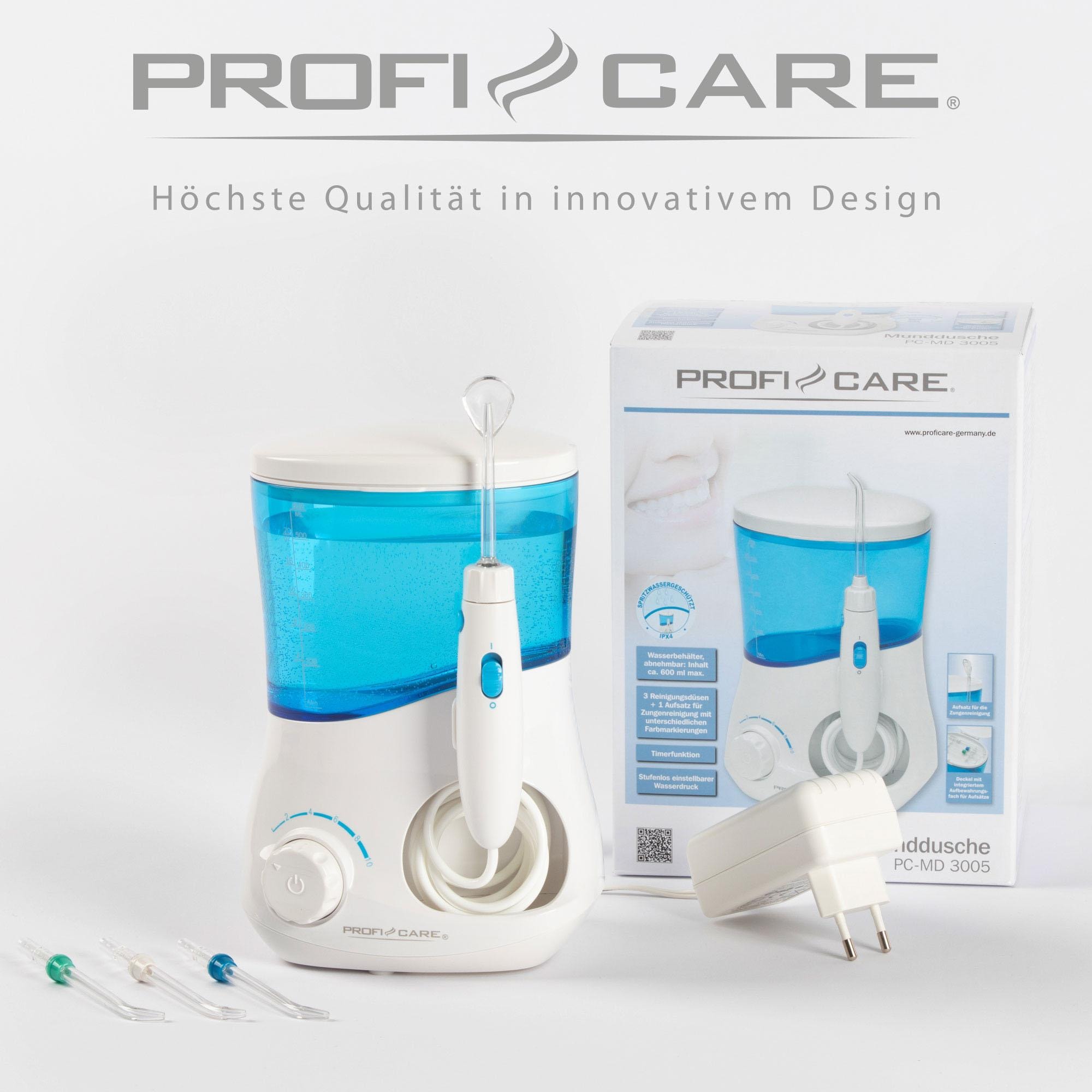 ProfiCare Munddusche »PC-MD 3005«, 4 St. Aufsätze, stufenlos regelbarer Wasserdruck