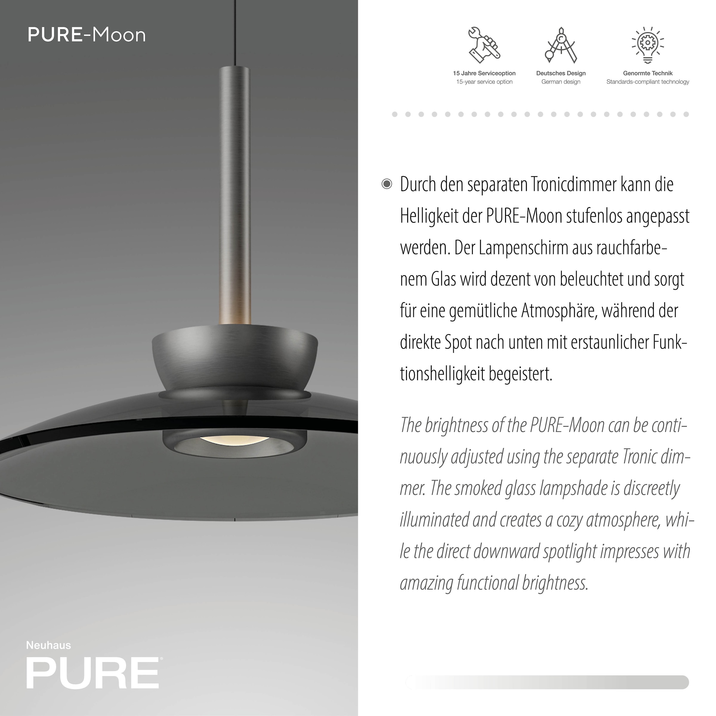 Neuhaus PURE LED Pendelleuchte »PURE Moon« LED-Board 1 Stk. Warmweiß Comfort Lift, dimmfähig über separaten Tronicdimmer