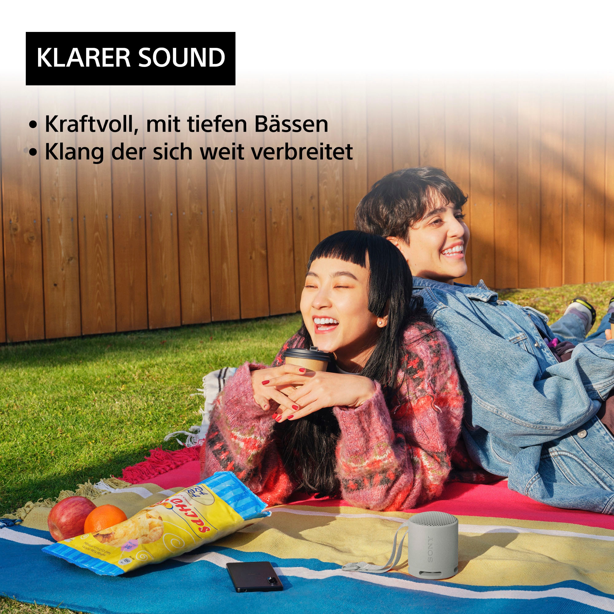 Sony Bluetooth-Lautsprecher »SRS-XB100«, Kabellos, wasser- und staubdicht, 16-Std.-Akku, umweltfreundlich