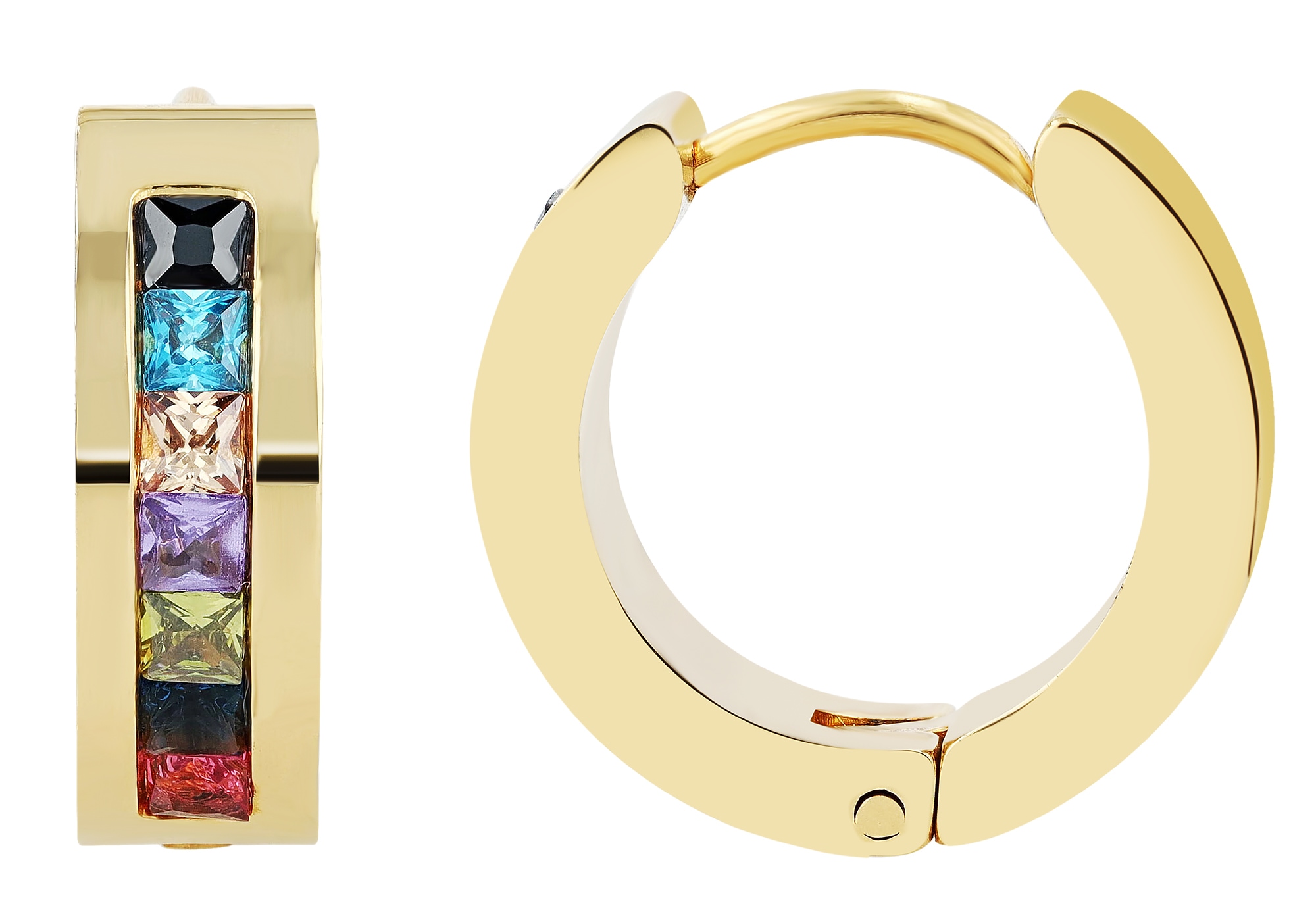 Adelia´s Paar Creolen »Damen Ohrringe ¿ Klappcreole aus Edelstahl mit Strass Steinchen«