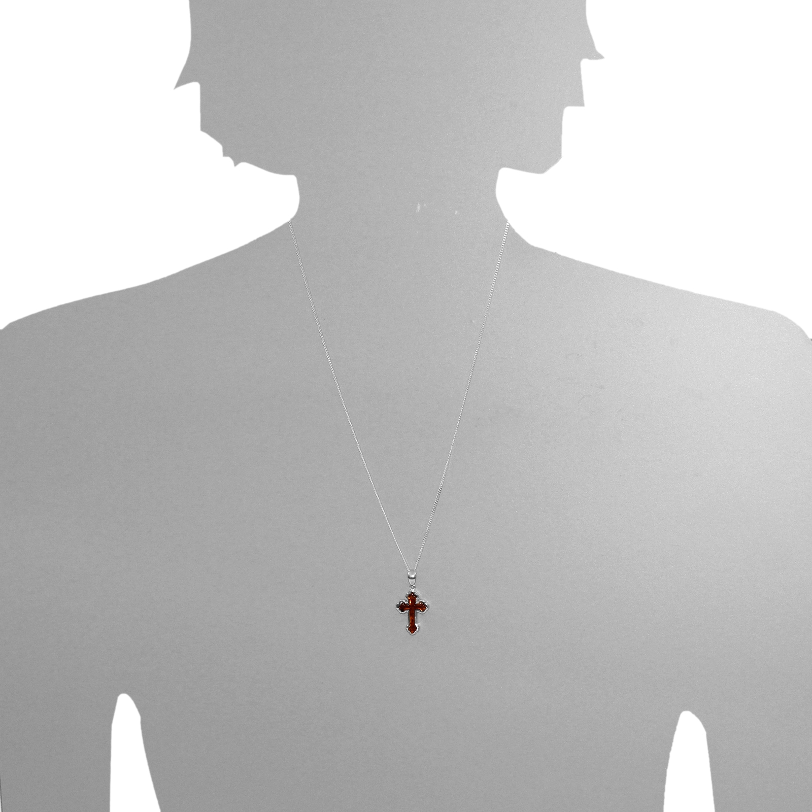 OSTSEE-SCHMUCK Kette mit Anhänger »- Kreuz 20x15 mm - Silber 925/000 - Bernstein«