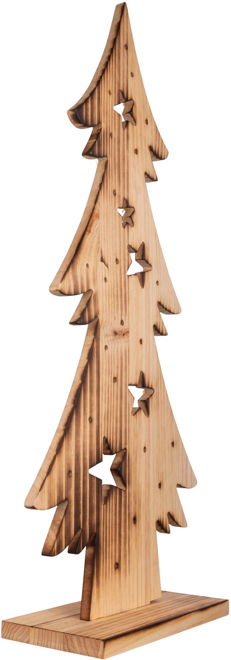 näve LED Baum »Tannenbaum, Weihnachtsdeko aus Holz«, Leuchtmittel LED-Board | LED fest integriert, Holz-Stehleuchte, Höhe ca. 80 cm, Batteriebetrieben