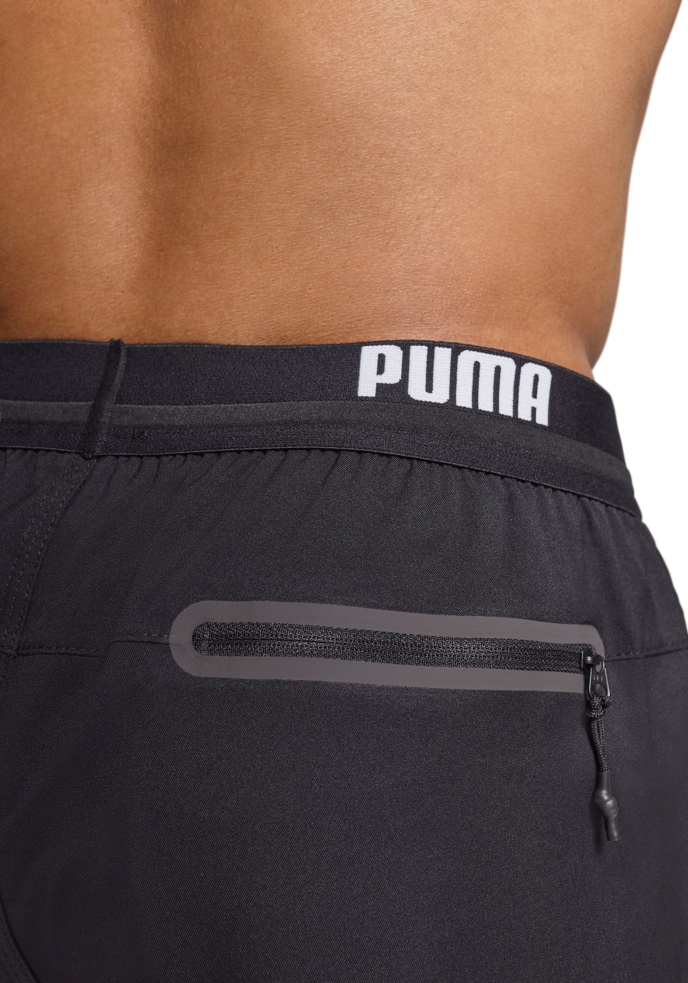 PUMA Badeshorts »PUMA SWIM MEN LOGO SHORT LENGTH SWIM SHORTS«, Seitentaschen, Gesäßtasche mit Reißverschluss, Kordelzug