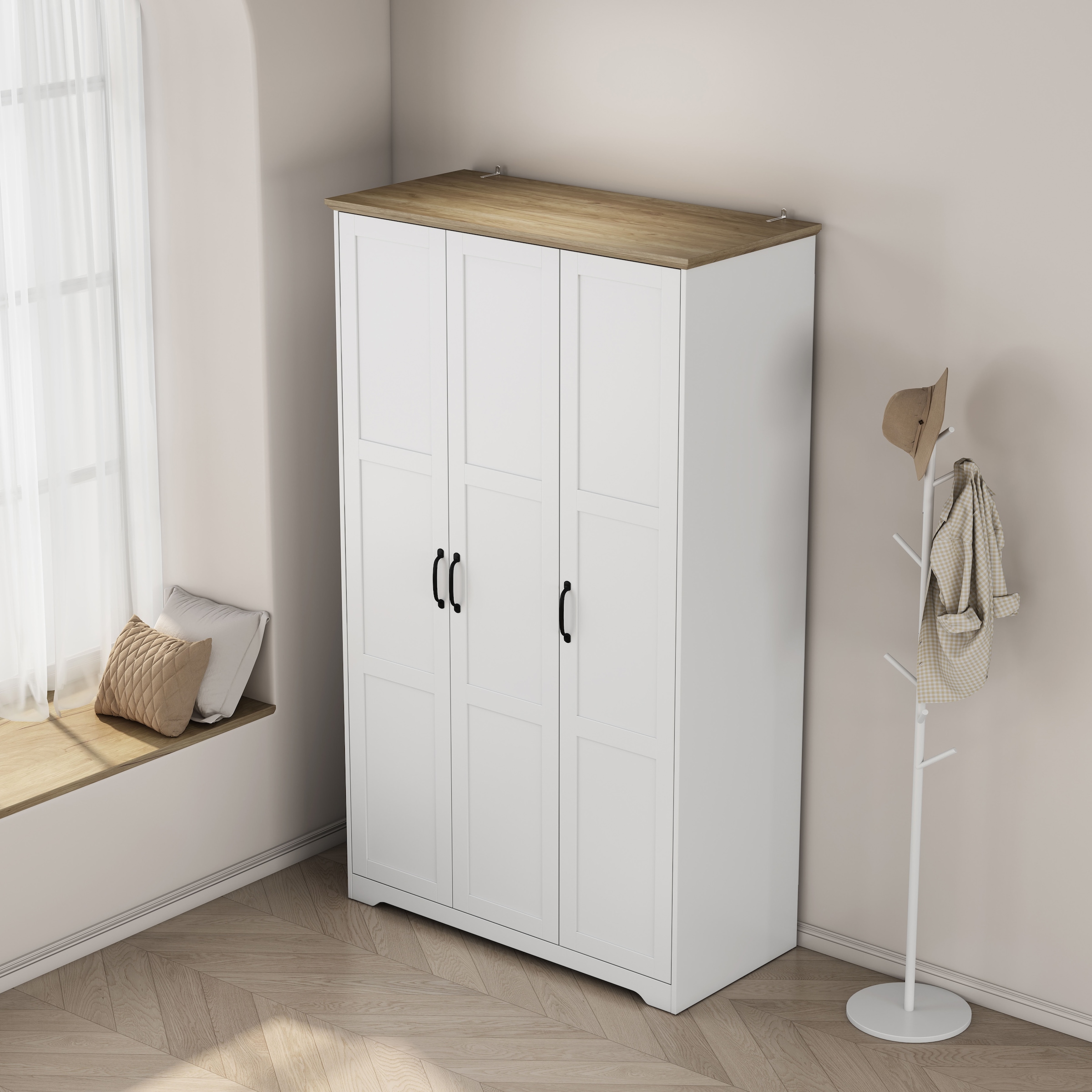 OTTO home Kleiderschrank »Emmilia Schrank Schlafzimmerschrank im Landhaus Design« Mit vielen Einlegeböden und Softclose,  Landhaus Schrank mit  3 Türen Breite 120,4 cm, Höhe 2m