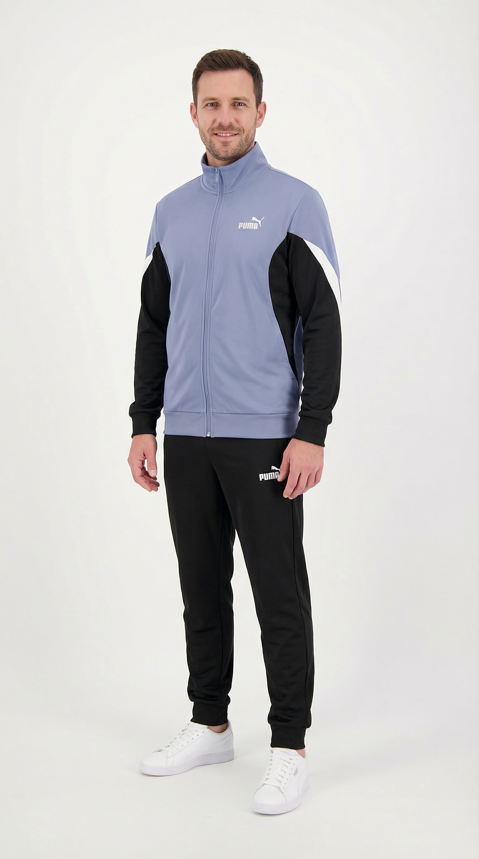 PUMA Trainingsanzug »ESS BLOCK POLY SUIT« 2 tlg. ohne Kapuze, Regular Fit, pflegeleicht