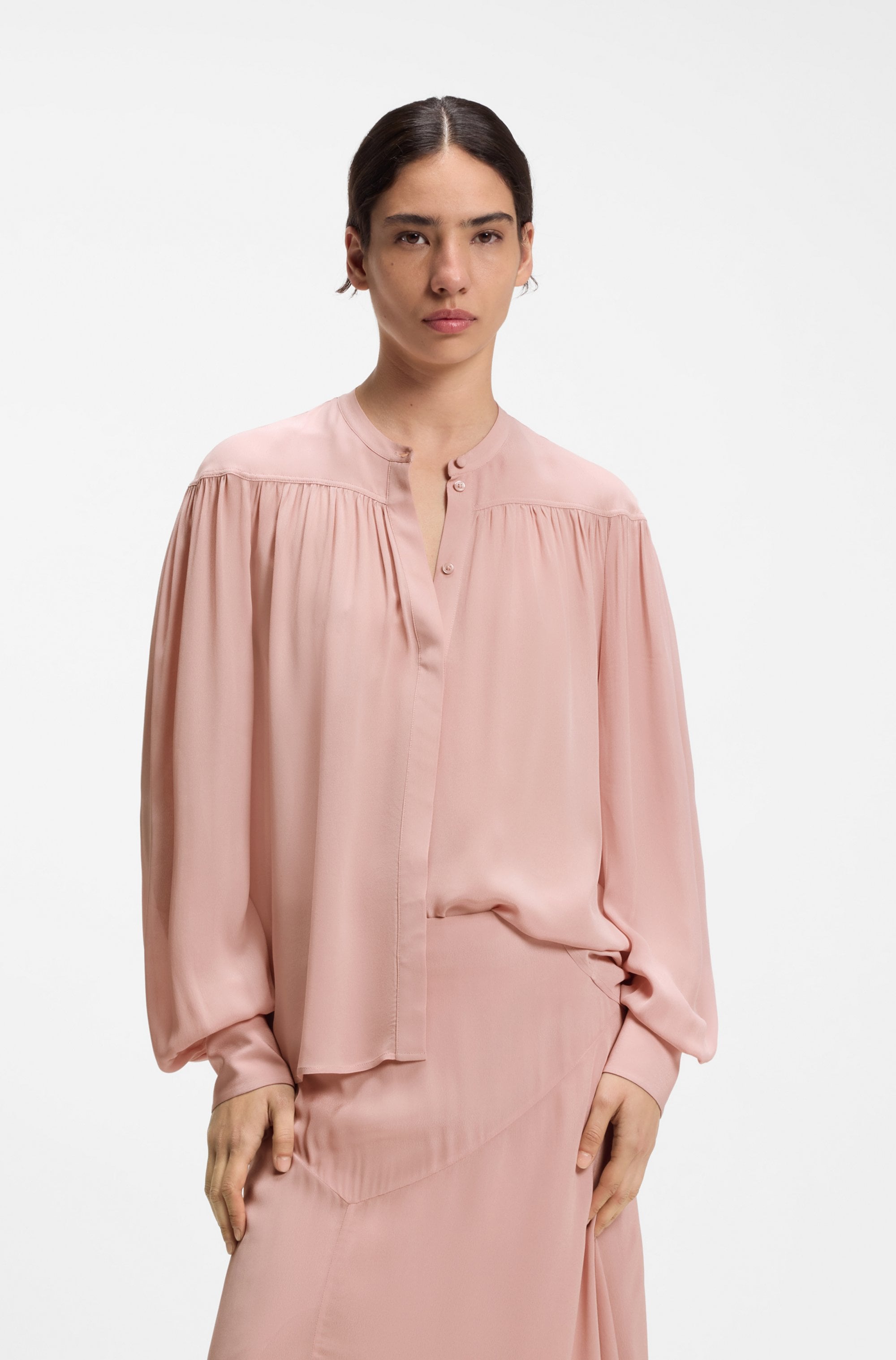 BOSS ORANGE Langarmbluse »Bethena Premium Damenmode« mit verdeckter Knopfleiste, Relaxed Fit