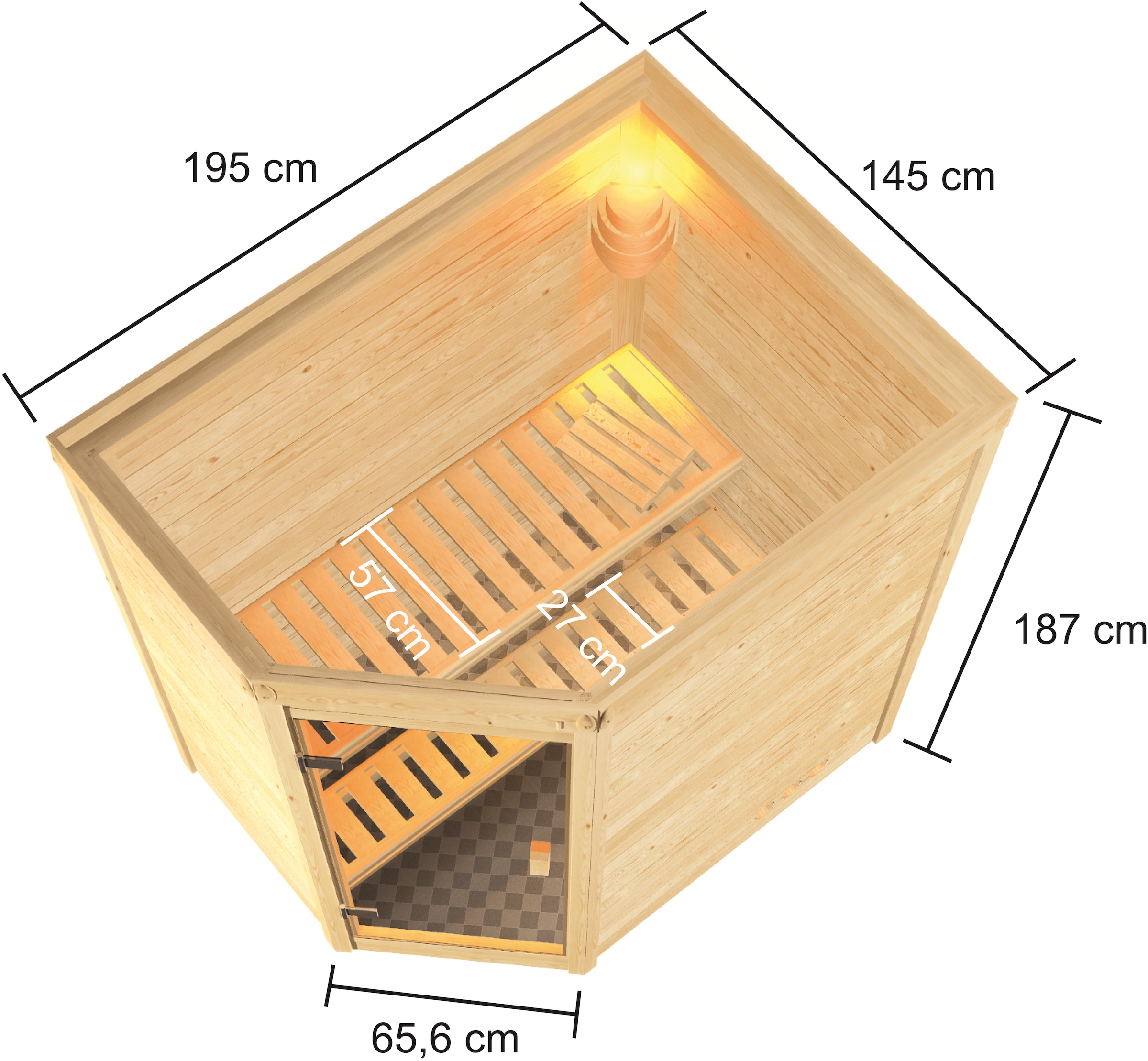 welltime Sauna »Juli«, 3,6-kW-Plug & Play Ofen mit ext. Steuerung