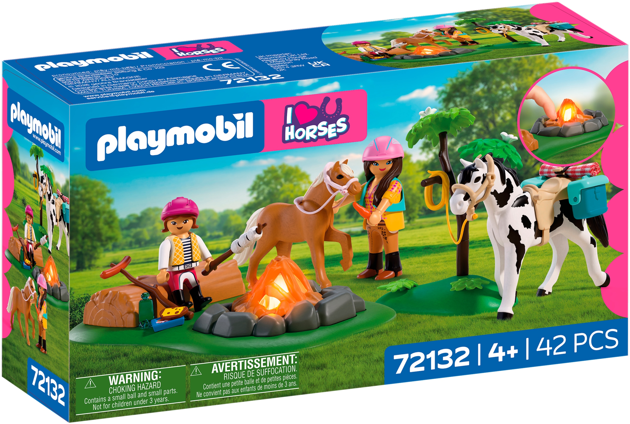 Playmobil® Konstruktions-Spielset »Reitausflug mit Lagerfeuer (72132), I Love Horses« Made in Europe