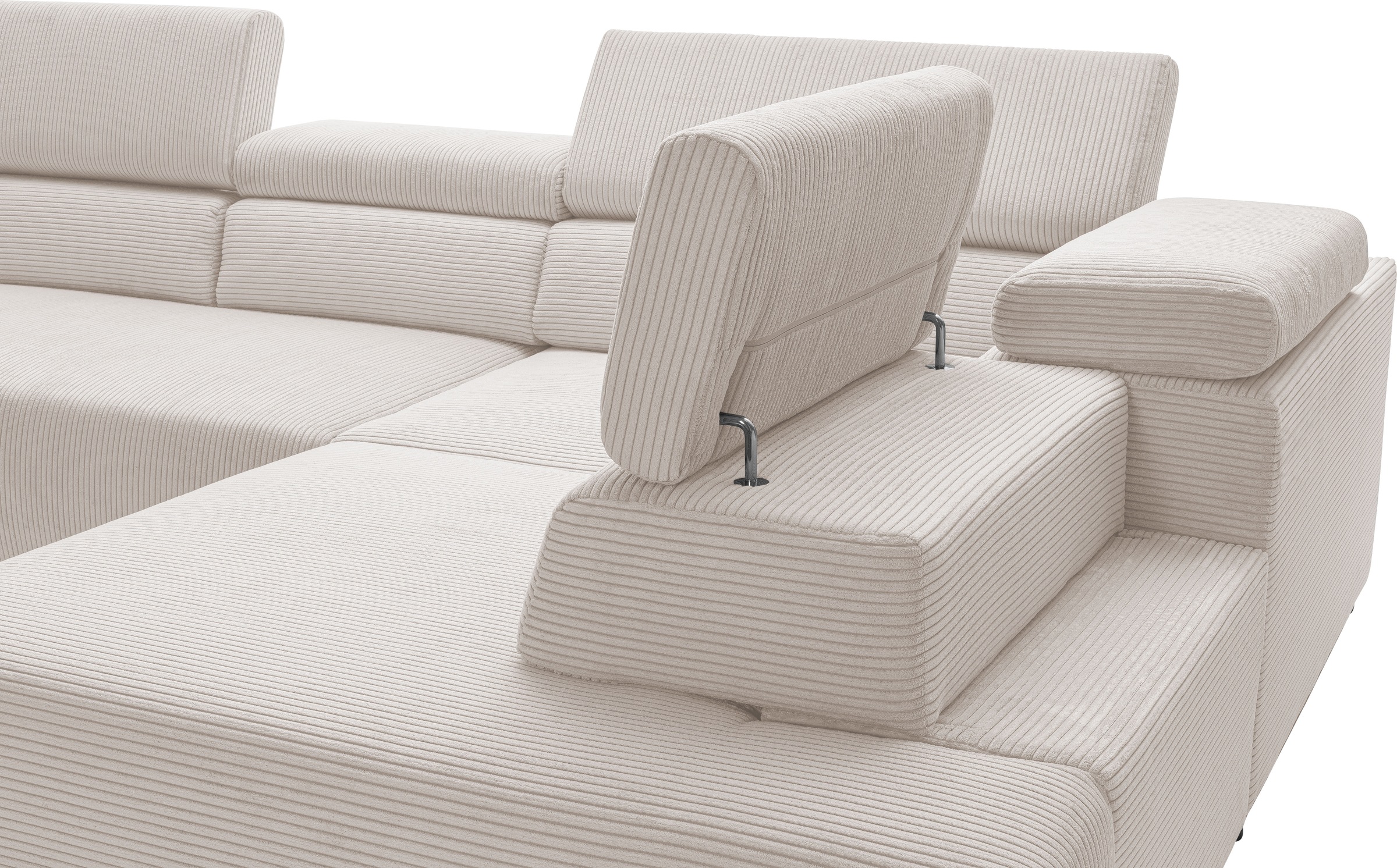 exxpo - sofa fashion Ecksofa »VITTORIO mit Komfortfunktionen, bequem und modern, Cord, L-Form«, inkl. Kopfteil- und Sitztiefenverstellung, wahlweise mit Bettfunktion