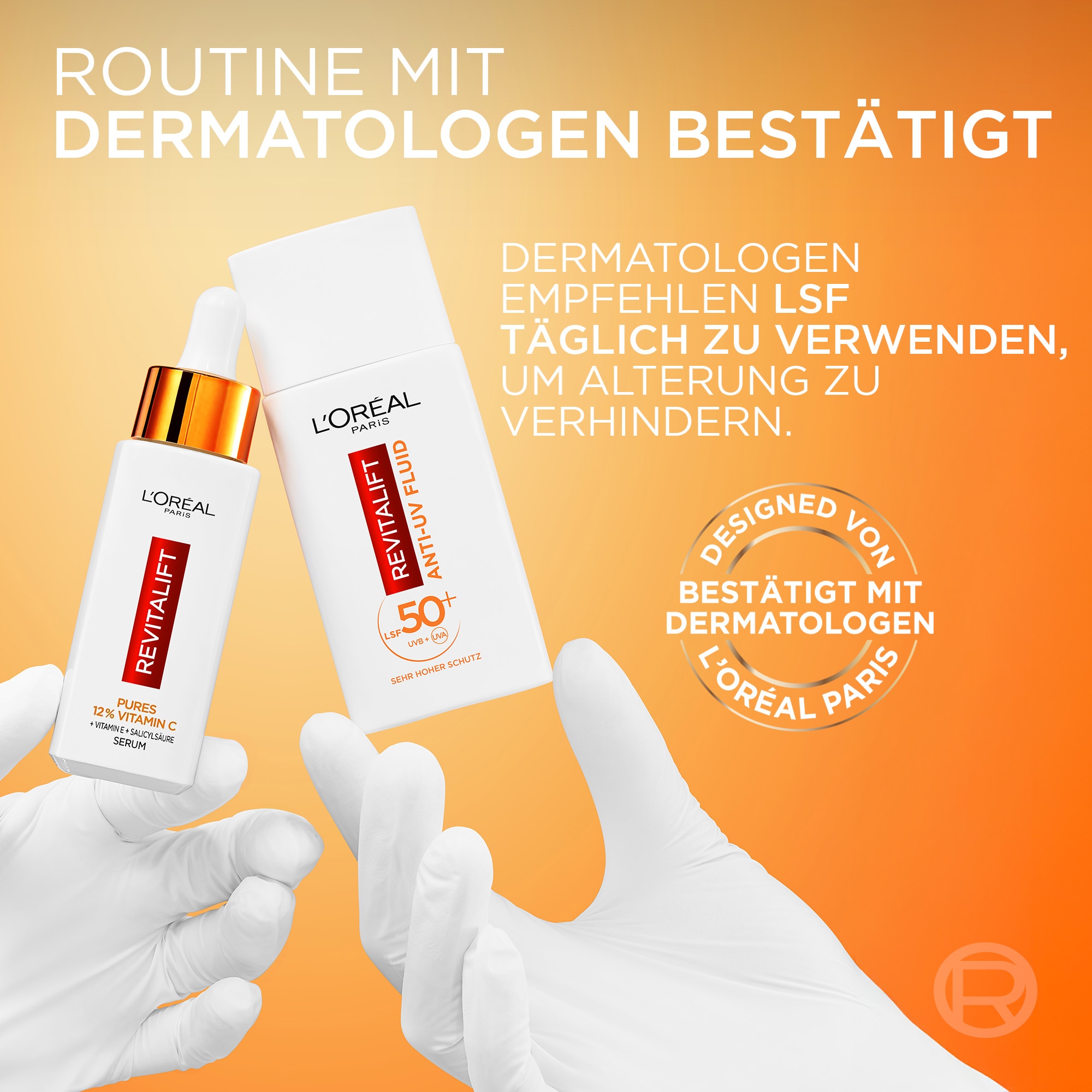 L'ORÉAL PARIS Gesichtspflege-Set »REVITALIFT VITAMIN C POWER DUO« LSF 50, beugt Fältchen und Pigmentflecken vor
