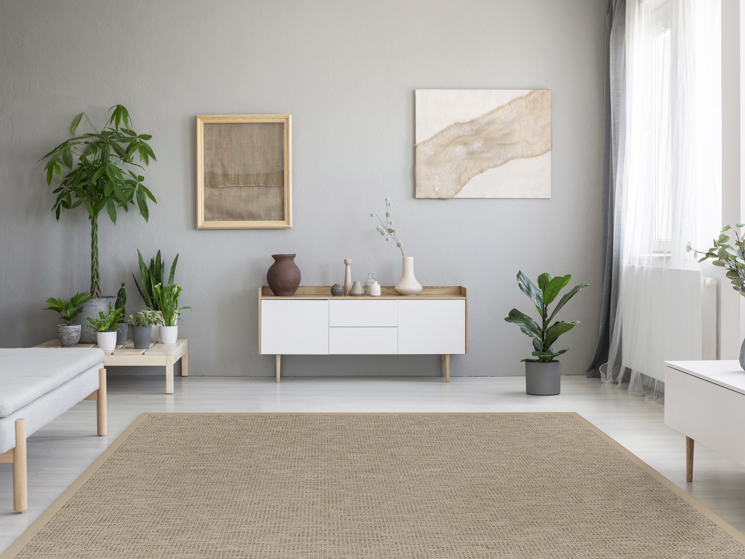 Dekowe Teppich »Basic S2 Rustic« rechteckig 10 mm Höhe meliert, Sisaloptik, mit Bordüre, In- und Outdoor geeignet