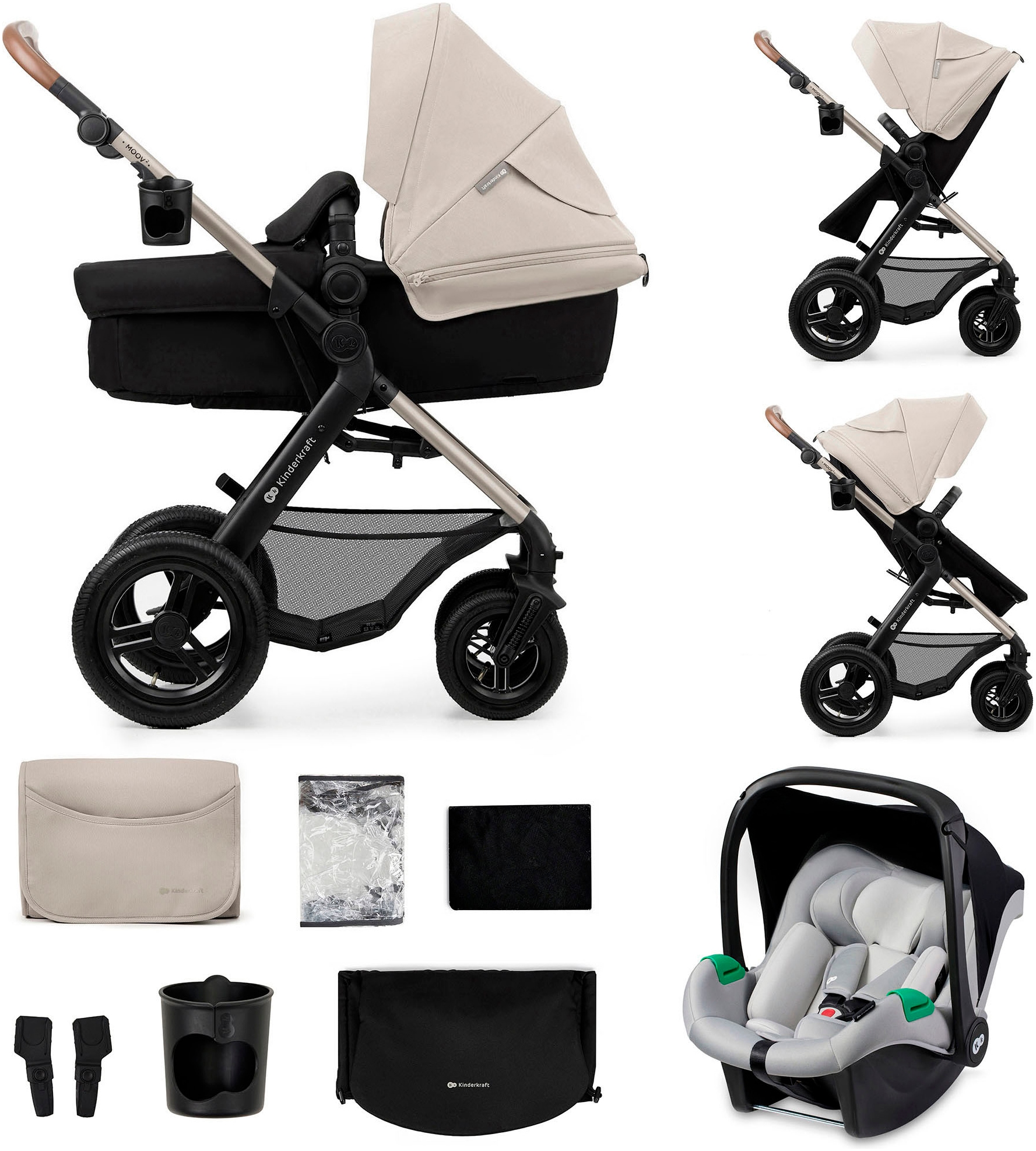 Kinderkraft Kombi-Kinderwagen »MOOV 2 Air 3IN1«, 27 kg, mit Luftreifen