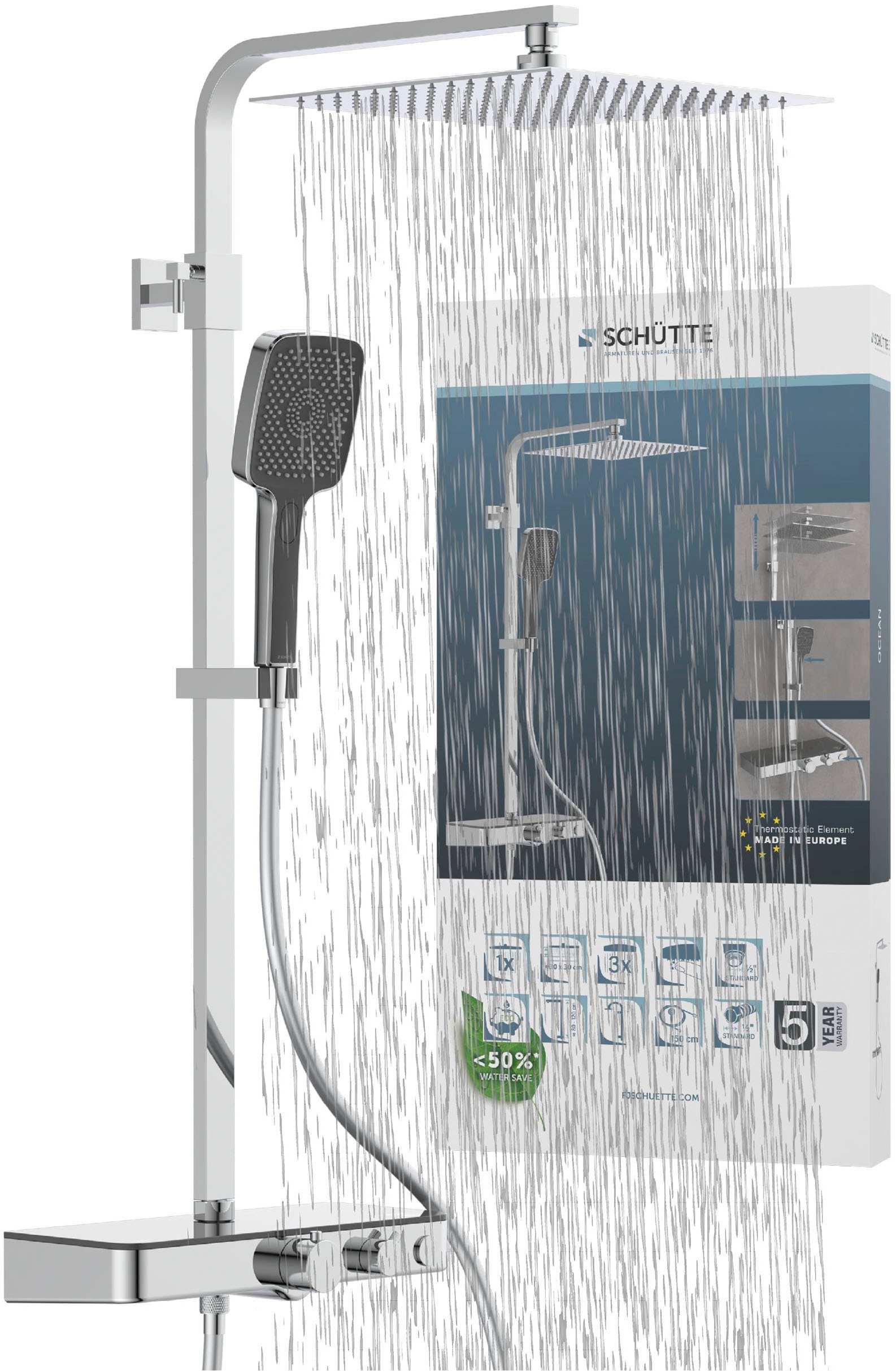 Schütte Brausegarnitur »OCEAN« Sicherheitssperre, höhenverstellb., inkl. Glasablage, Antikalk