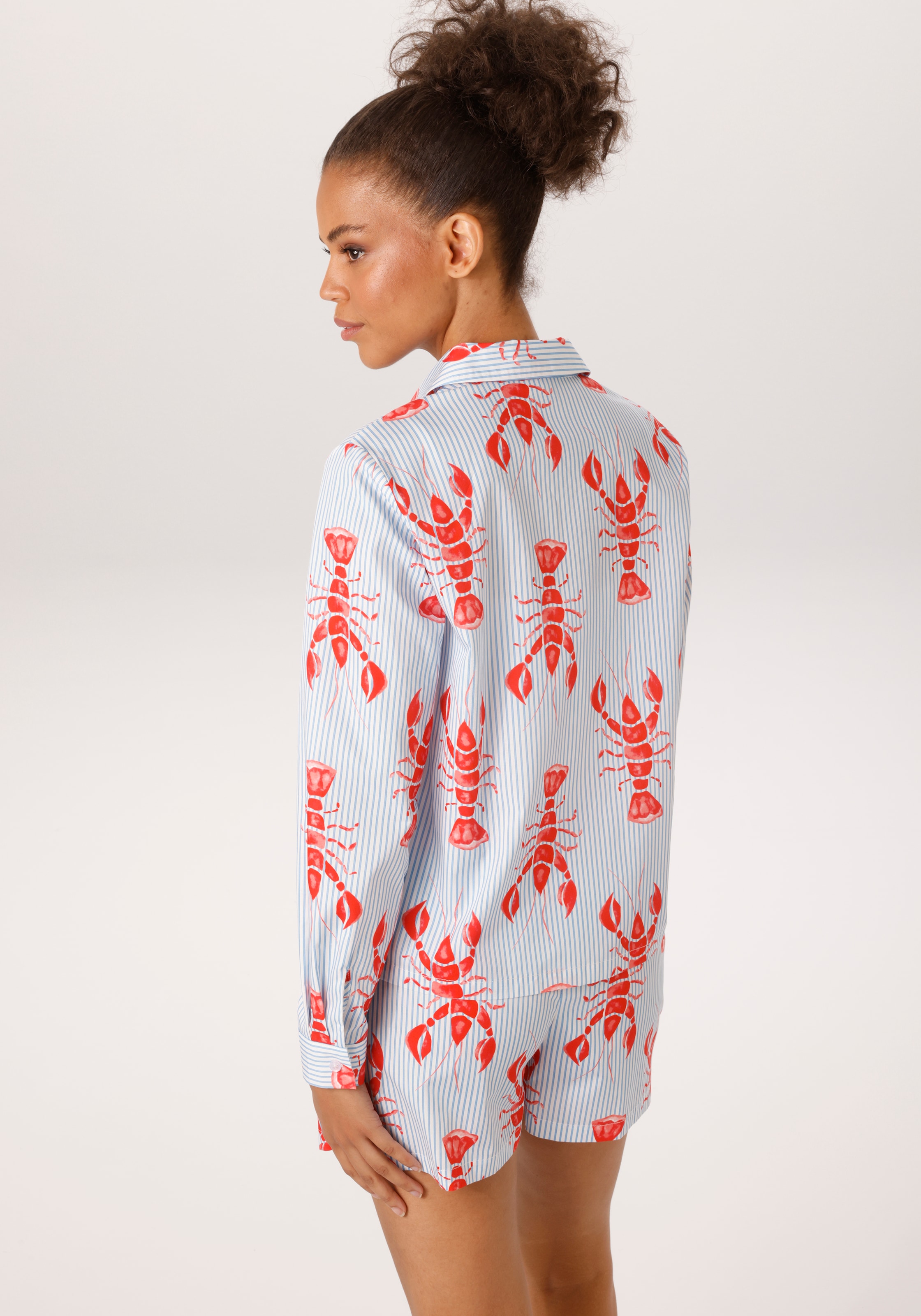 Aniston CASUAL Hemdbluse , gestreift und mit Krebsen bedruckt - NEUE KOLLEKTION