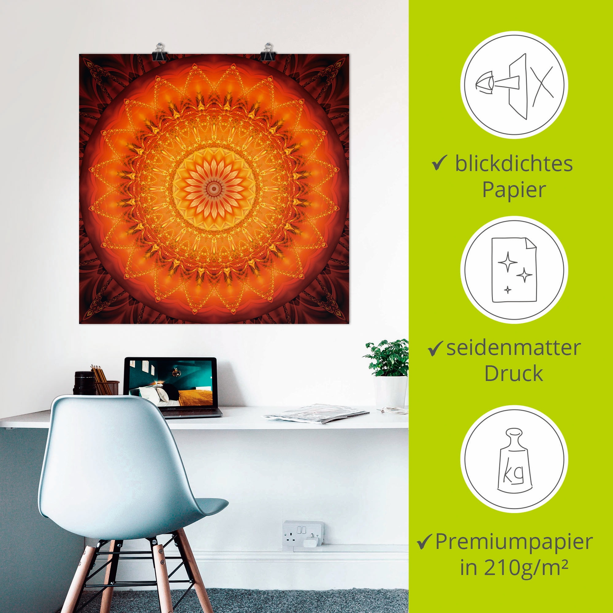 Artland Wandbild »Mandala Energie 1«, Muster, (1 St.), als Leinwandbild, Poster, Wandaufkleber in verschied. Größen
