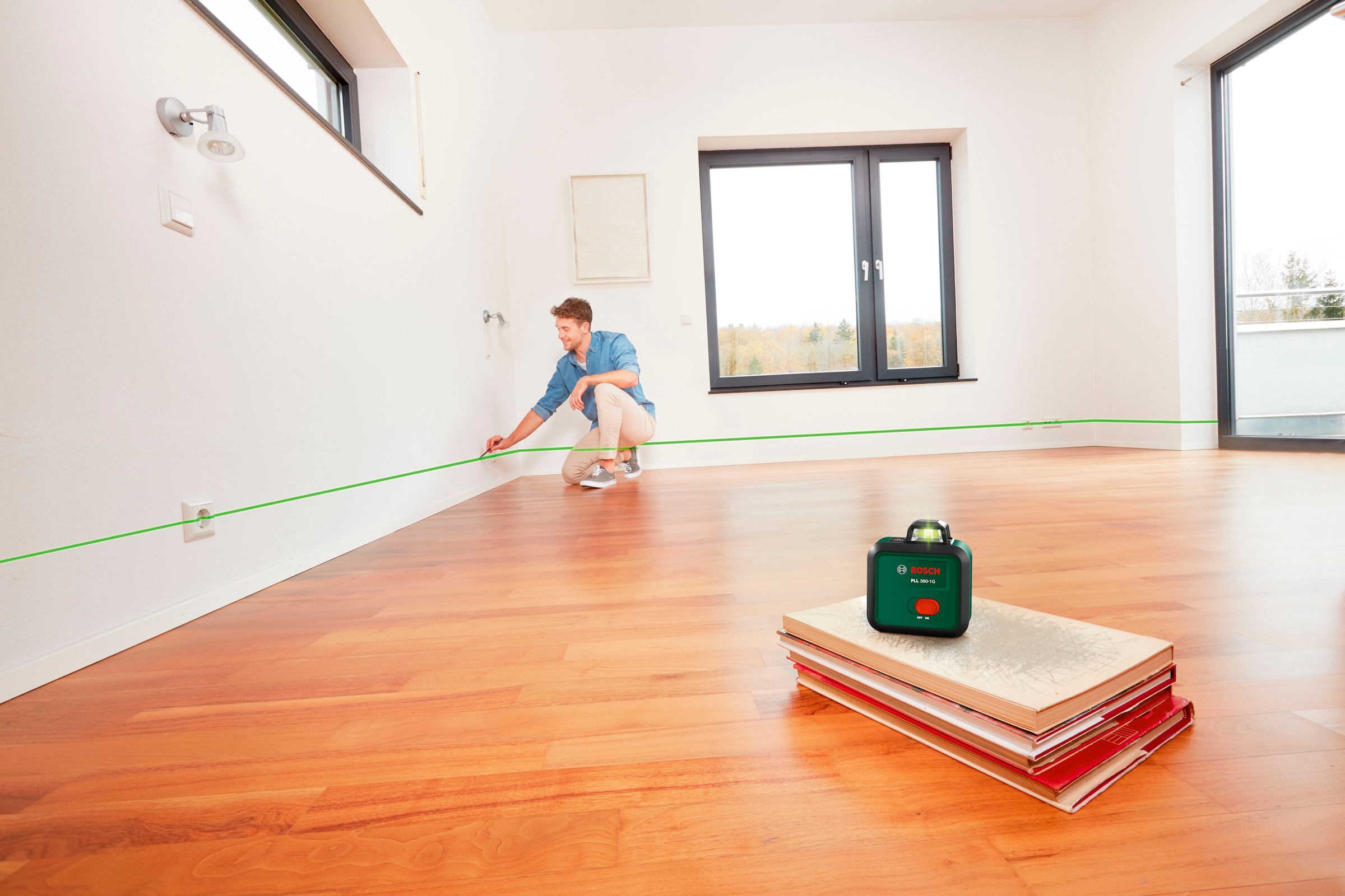 Bosch Home & Garden Linienlaser »PLL 360-1G UNI« Set,  mit Stativ und eingebautem Akku