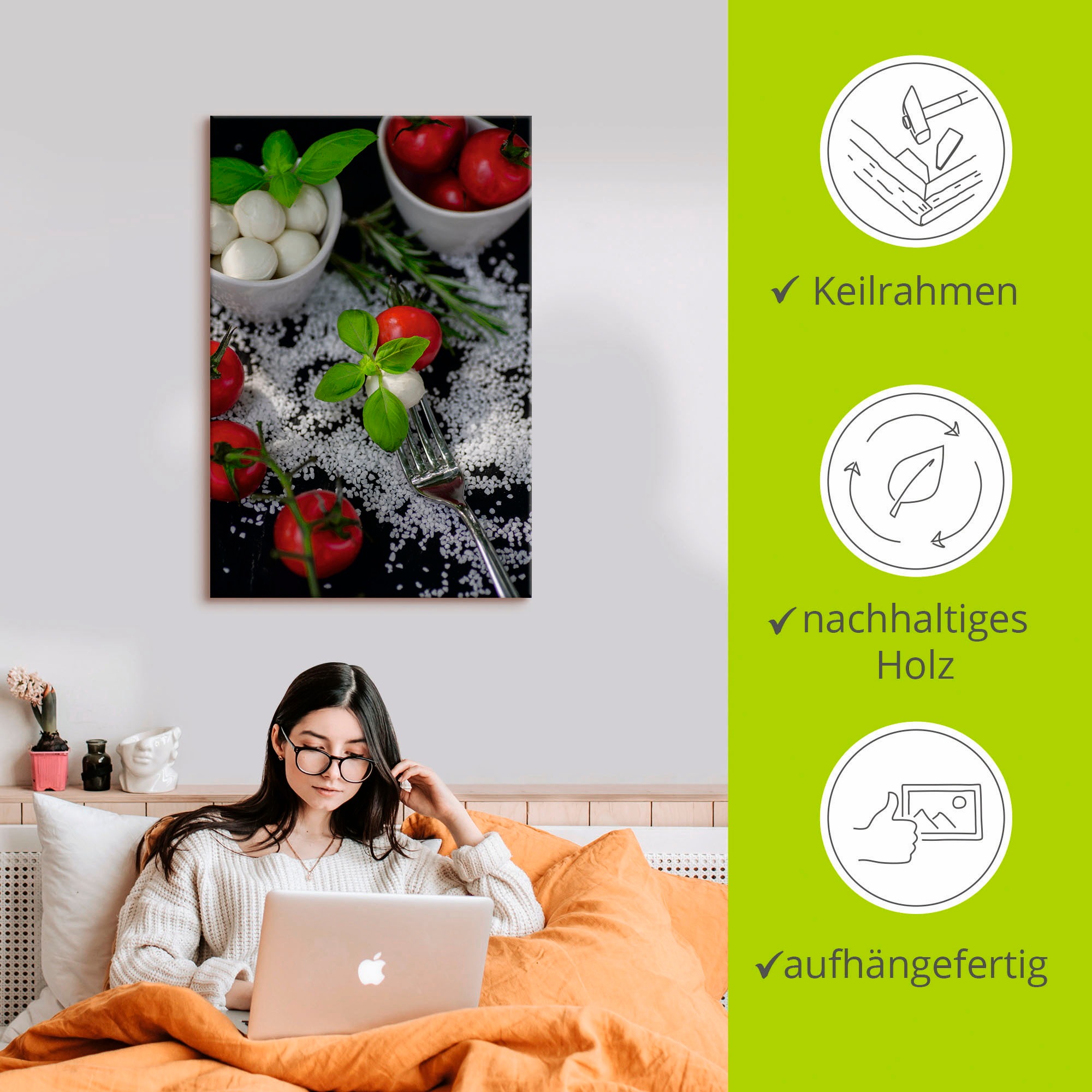 Artland Wandbild »Mediterranes aus der Küche« Lebensmittel 1 Stk. tlg. auf Holzrahmen gespannt