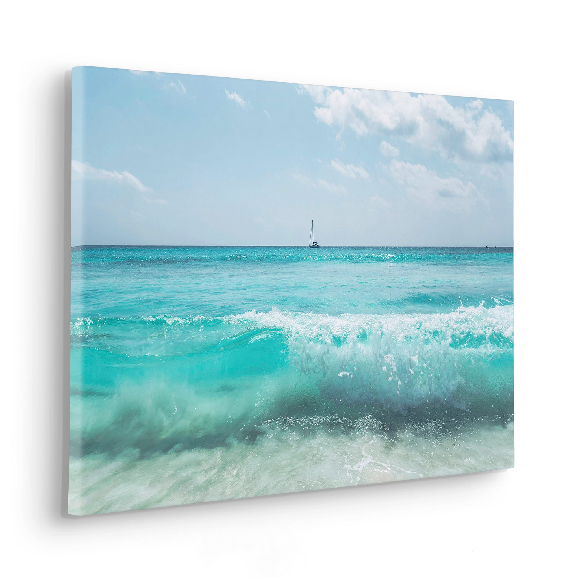 Komar Leinwandbild »Keilrahmenbild - Coastline - Größe 60 x 40 cm«, Baum-Blätter-Natur-Berge-Blumen-Foto-Jahreszeiten-Landschaft-Meer-Strand-Palmen, (Packung, 1 St.), Deutsches Qualitätsvlies (155 g/m²)