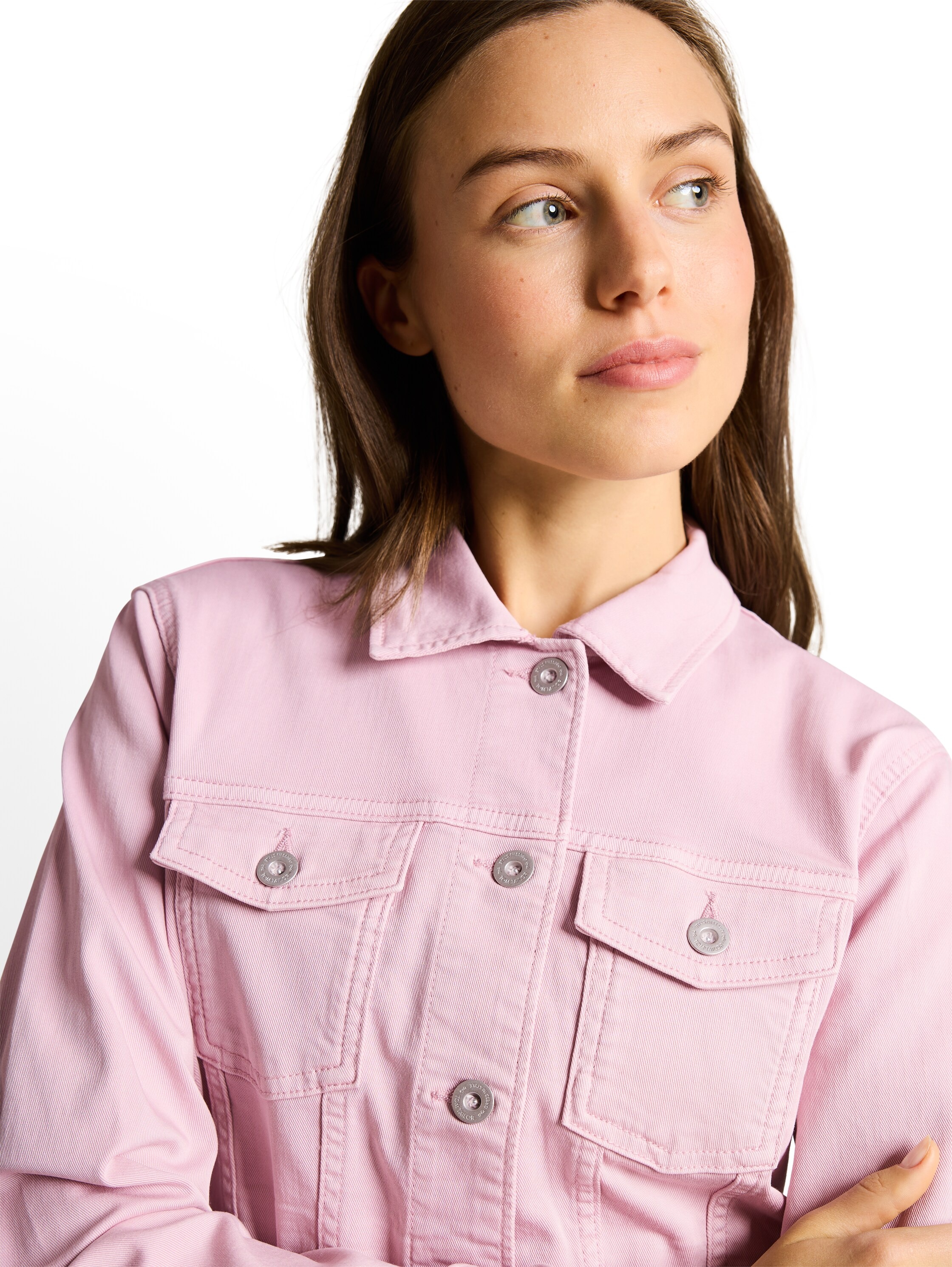 TOM TAILOR Jeansjacke ohne Kapuze mit Knopfleiste und Stretch