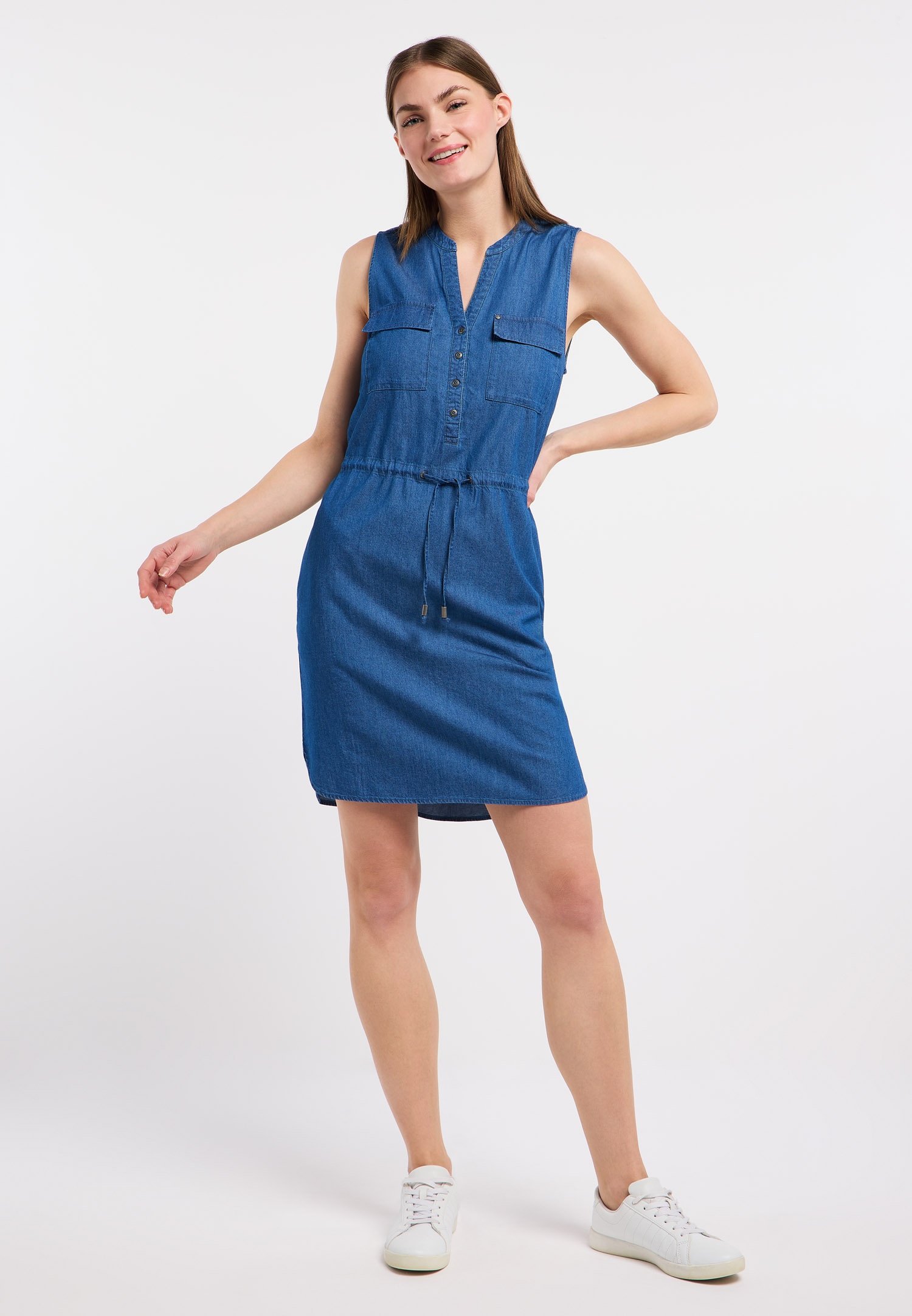 Ragwear Jeanskleid »ROISSIN DENIM« Brusttaschen Baumwoll-Viskose-Mix mit Denim-Optik und Taillenband