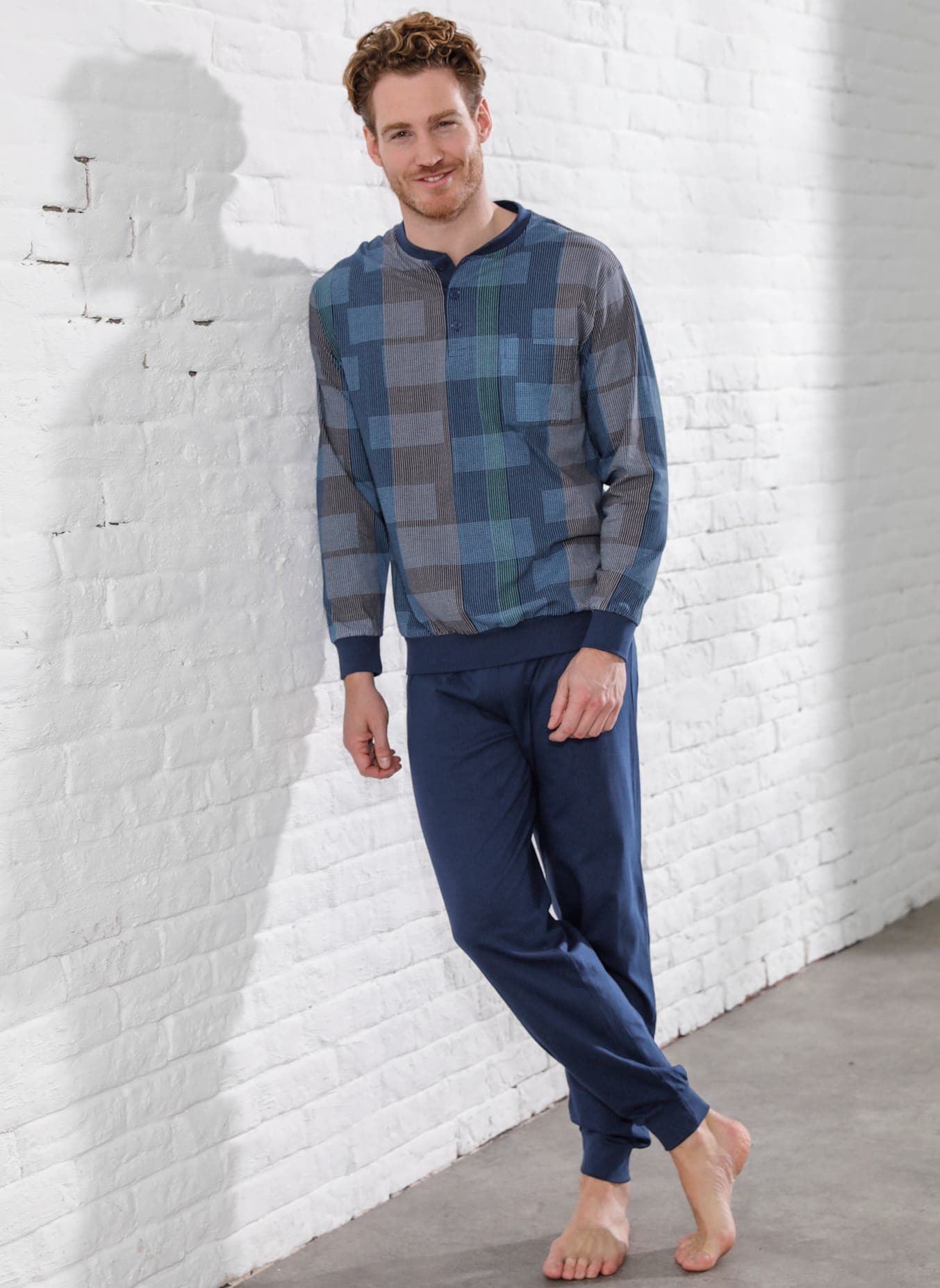 Normann Herren Schlafanzug in blau, Größe 44/46