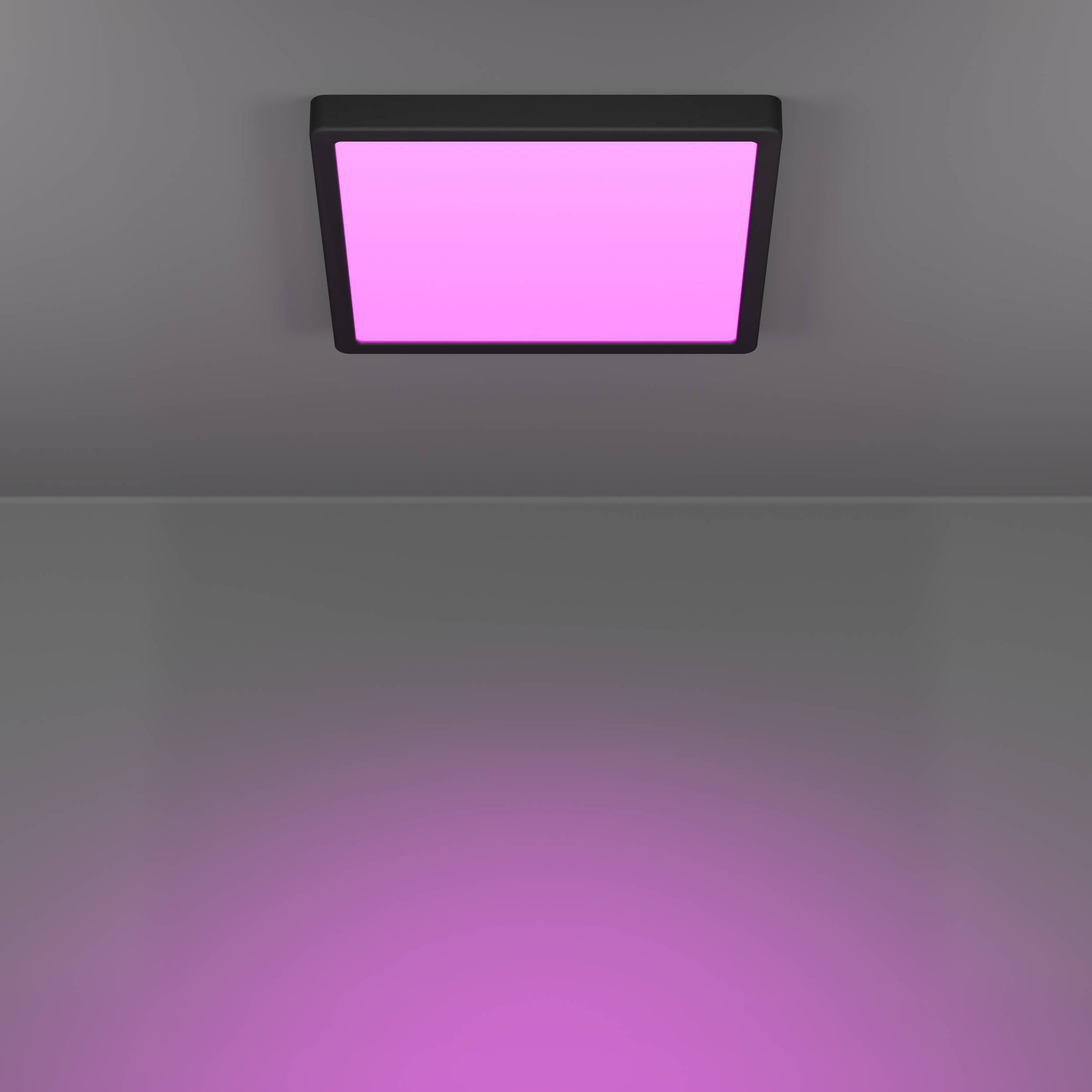 EGLO Aufbauleuchte »Fueva 6-Z Deckenlampe, ZigBee, App und Sprachsteuerung, Badlampe, IP44« LED-Modul 1 Stk. Kaltweiß | RGB Aufbauleuchte - L29,5 x B29,5 x H2,5 cm - schwarz - 13,5W inkl.