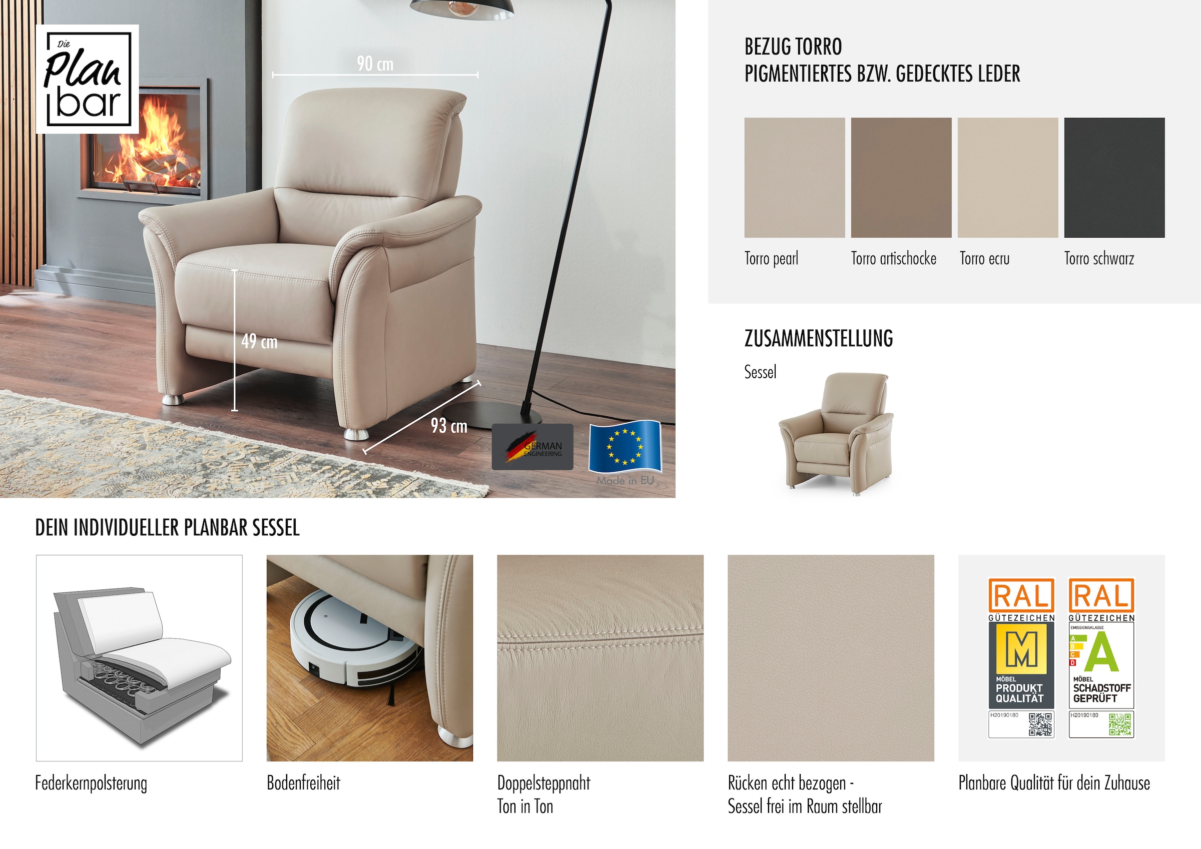 Die PlanBar Sessel »PN-PF23182, Sitzhöhe 49 cm« 1 Stk. tlg. Federkernpolsterung, frei im Raum stellbar