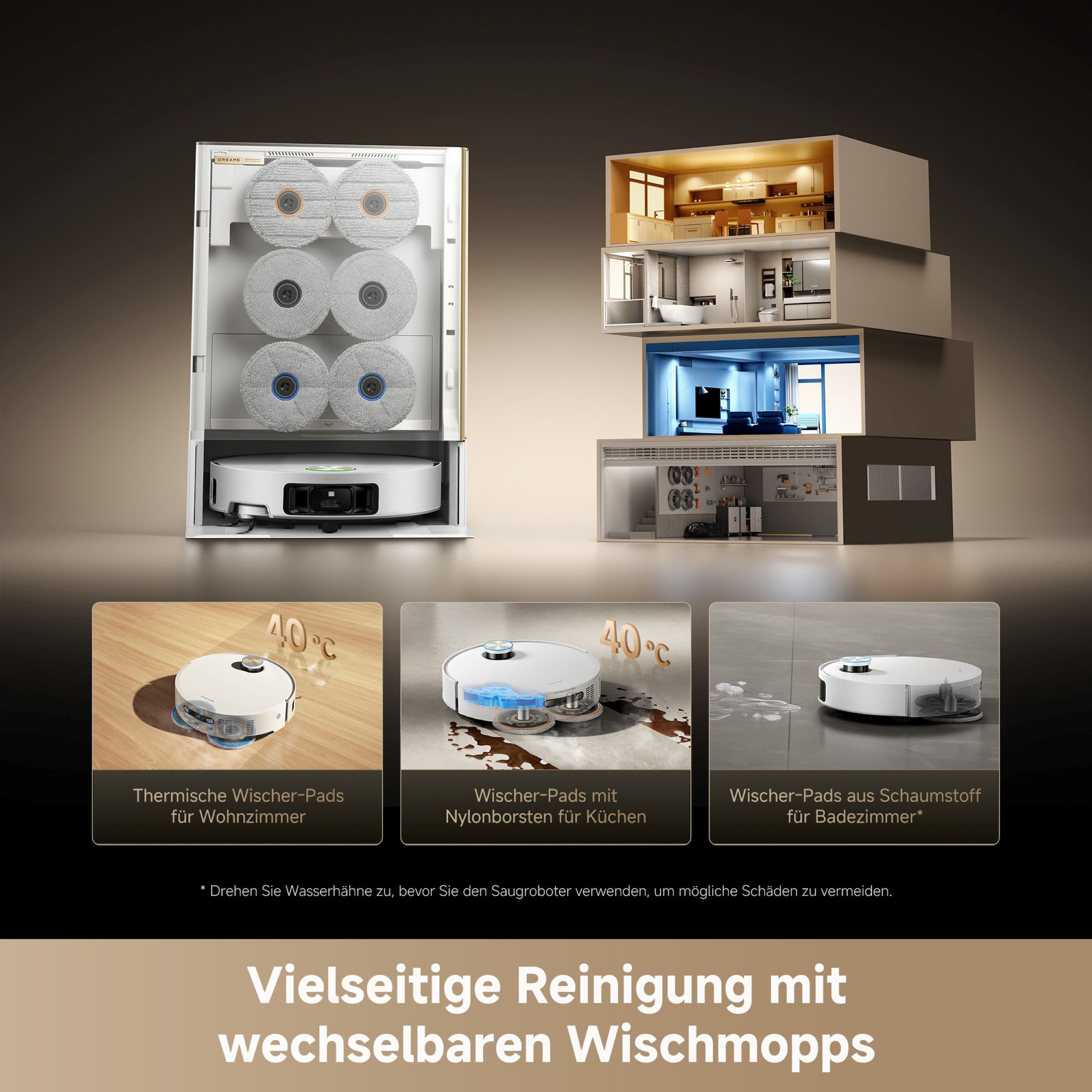 Dreame Saugroboter »mit Wischfunktion Matrix 10 Ultra« Mop-Wechsel, drei Reinigungsmittel, überwindet Hindernisse, 30.000 Pa
